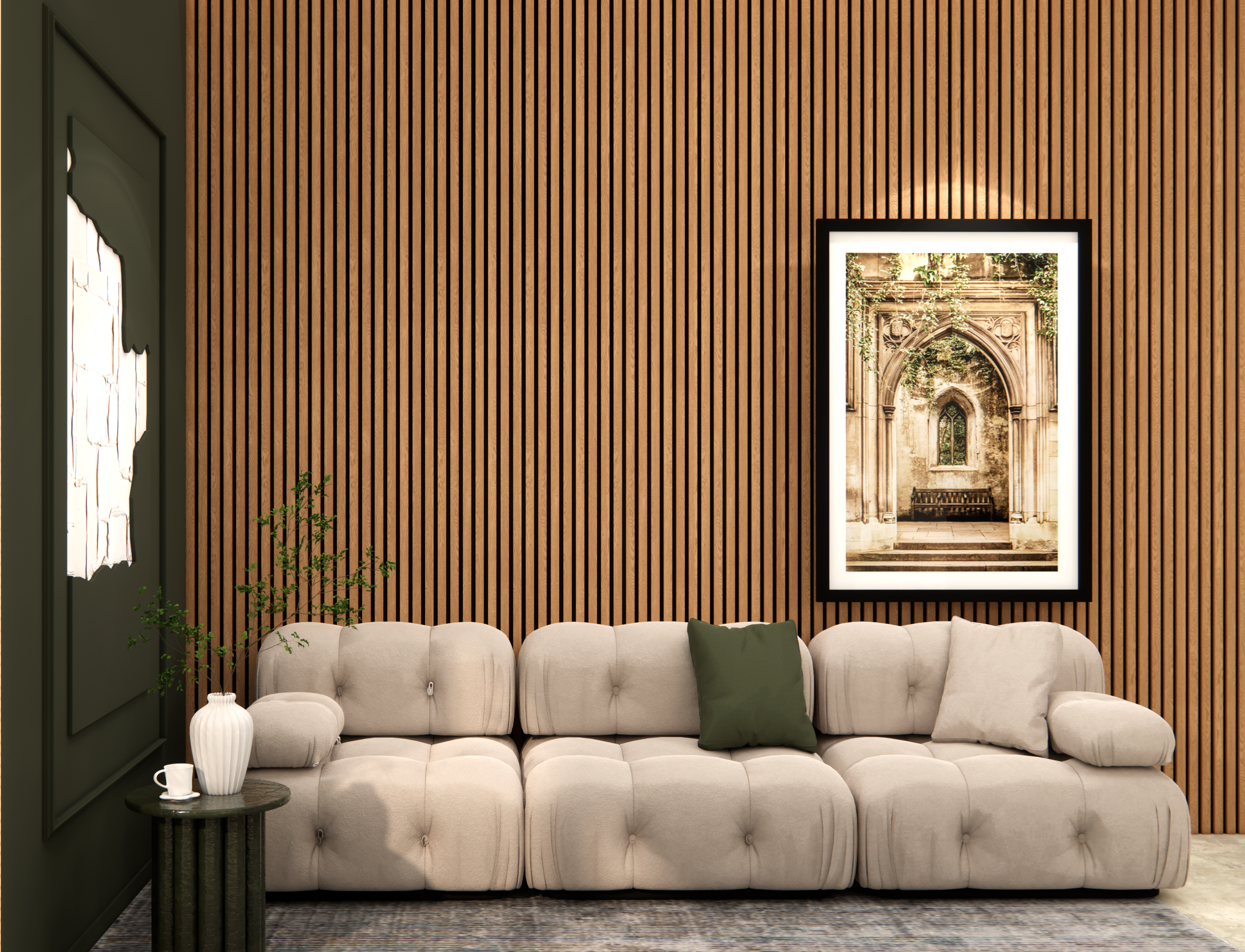 Panele ścienne 3D Lamel na czarnym filcu 265x30 cm Saragossa 6 lameli - 2