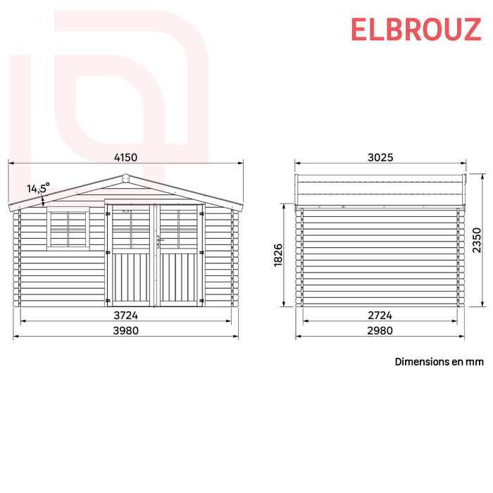 dimensions elbrouz abri de jardin