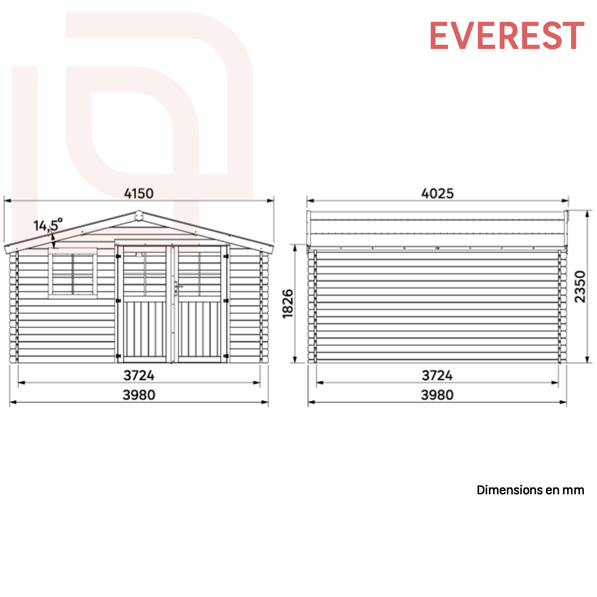 dimensions everest abri de jardin - 1