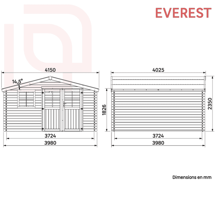 dimensions everest abri de jardin