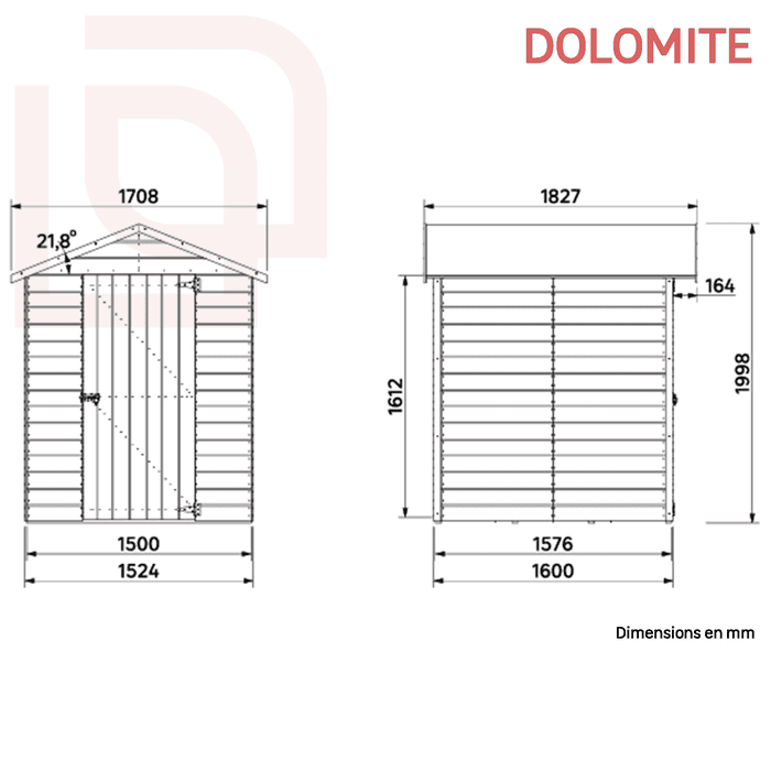 dimensions dolomite abri de jardin