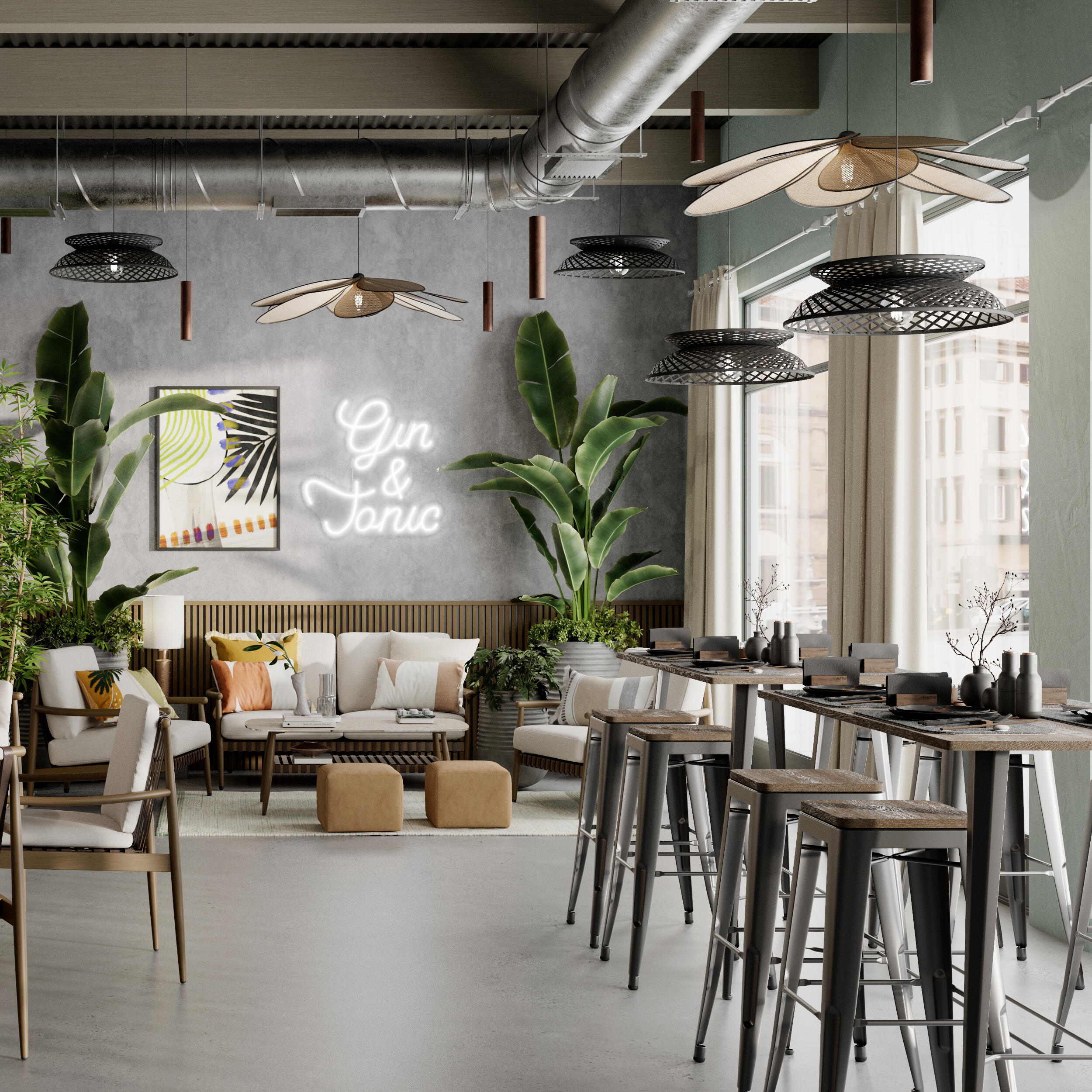 Lámpara de techo colgante beige 1 luz E27 Bamako INSPIRE 110 cm orientable - 16