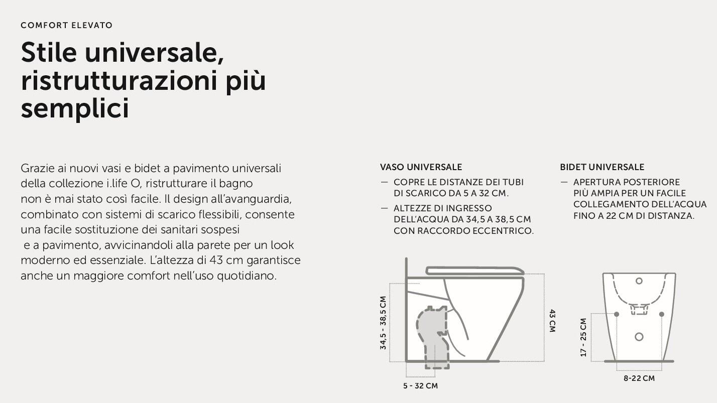 Bidet parete I.LIFE O IDEAL STANDARD L 34.5 x H 43 x P 53 cm Bianco - 5