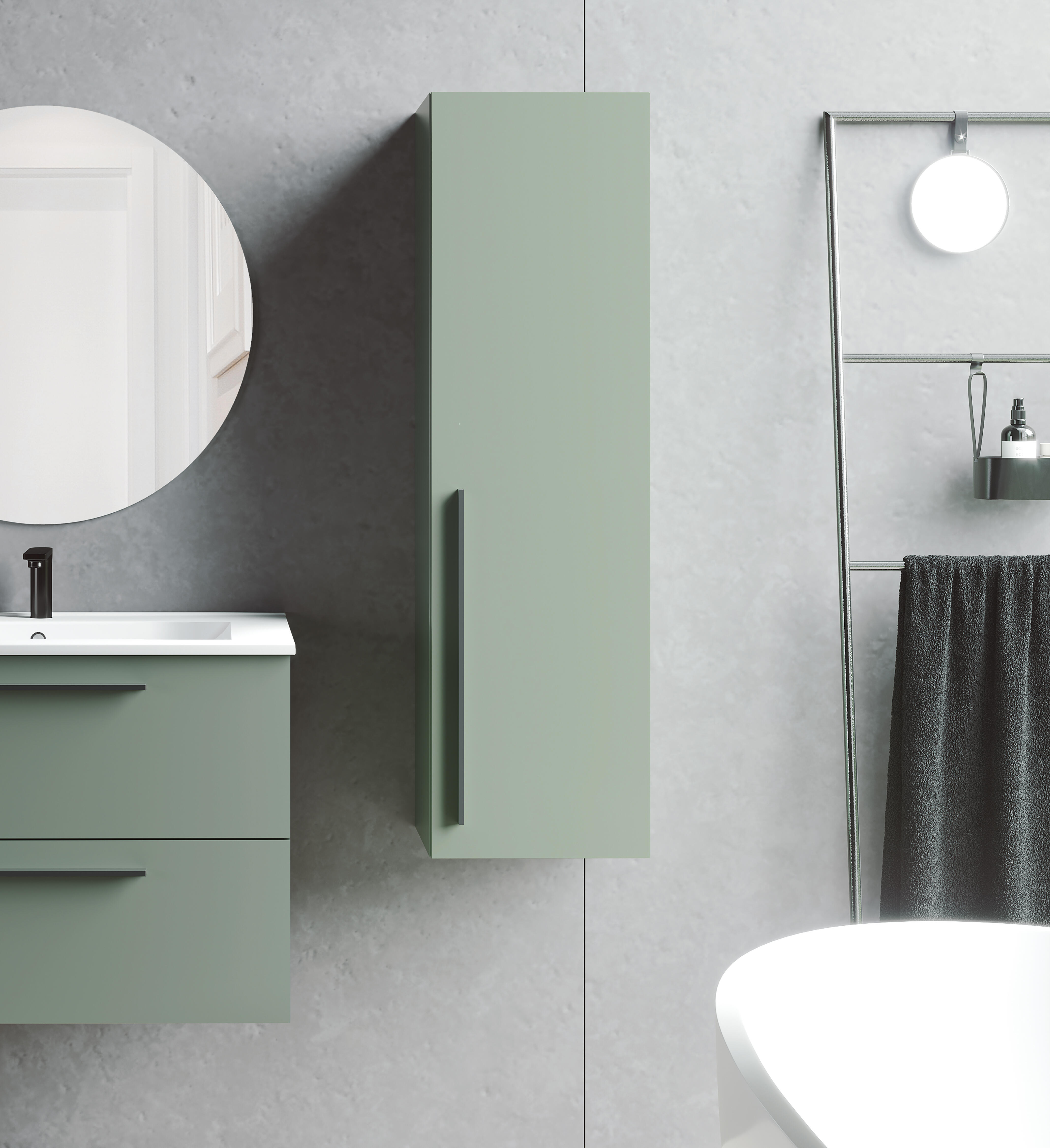 Colonna per mobile bagno Mia VISOBATH 1 anta P 27 x L 35 x H 120 cm verde muschio laccato truciolare - 2