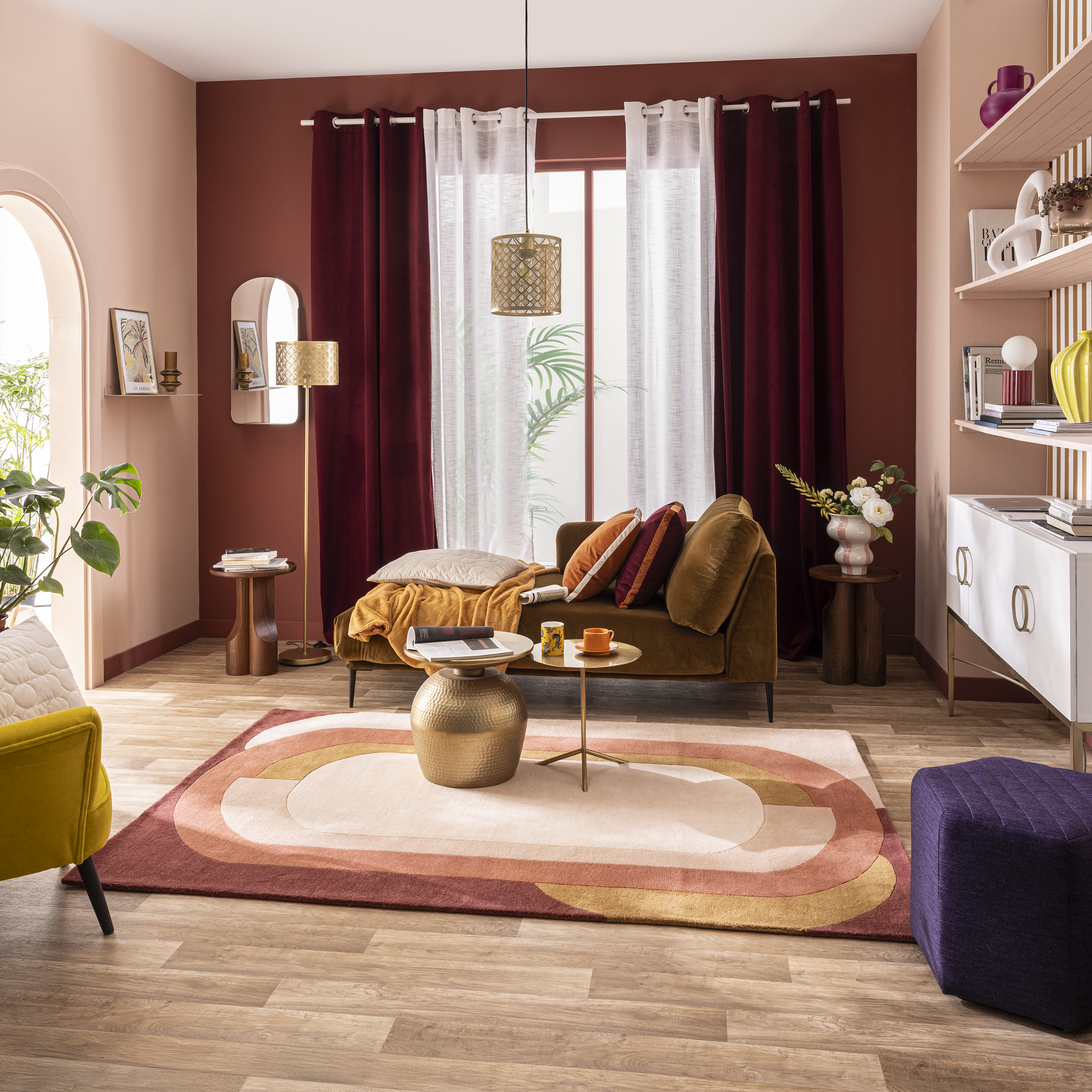 Rideau tamisant, New clarks, bordeaux H.280 x l.140 cm INSPIRE - 3