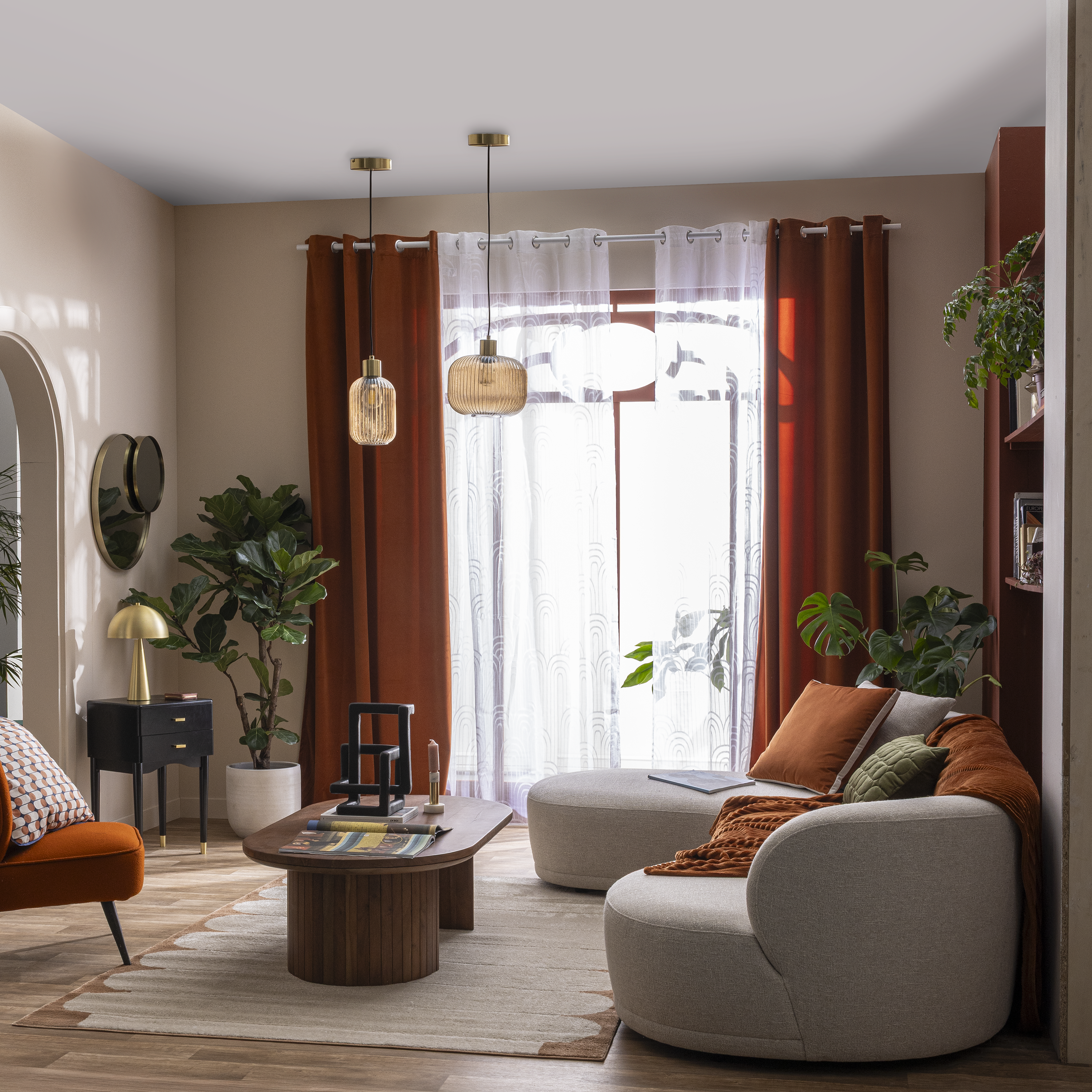 Rideau tamisant, New clarks, orange H.280 x l.140 cm INSPIRE - 3