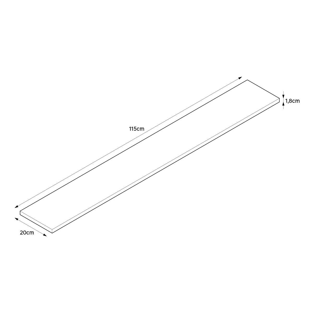 Mensola a muro dritto in mdf L 115 x P 20 cm nero - 3