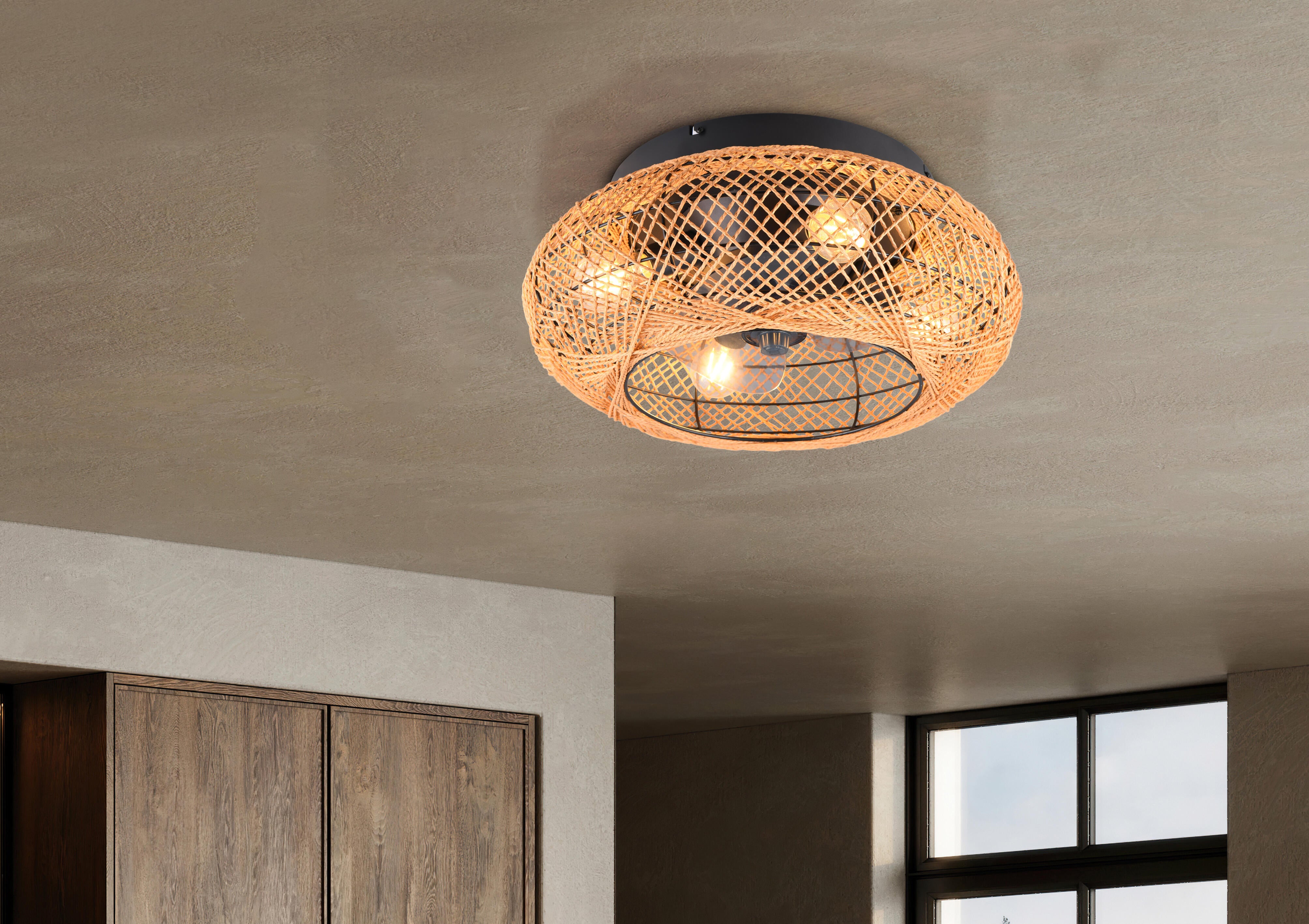 Ventoinha de teto com lâmpada D50 cm castanho 470 Lm Bidar Trio Lighting
 - 2