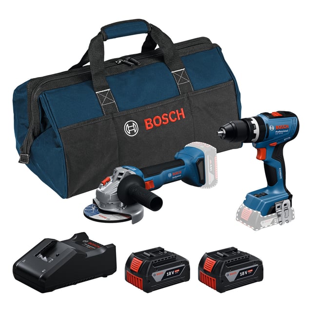 Kit Perceuse GSB 18V-65 + Meuleuse GWS 18V-8 BOSCH PROFESSIONAL, 2 batteries 4Ah