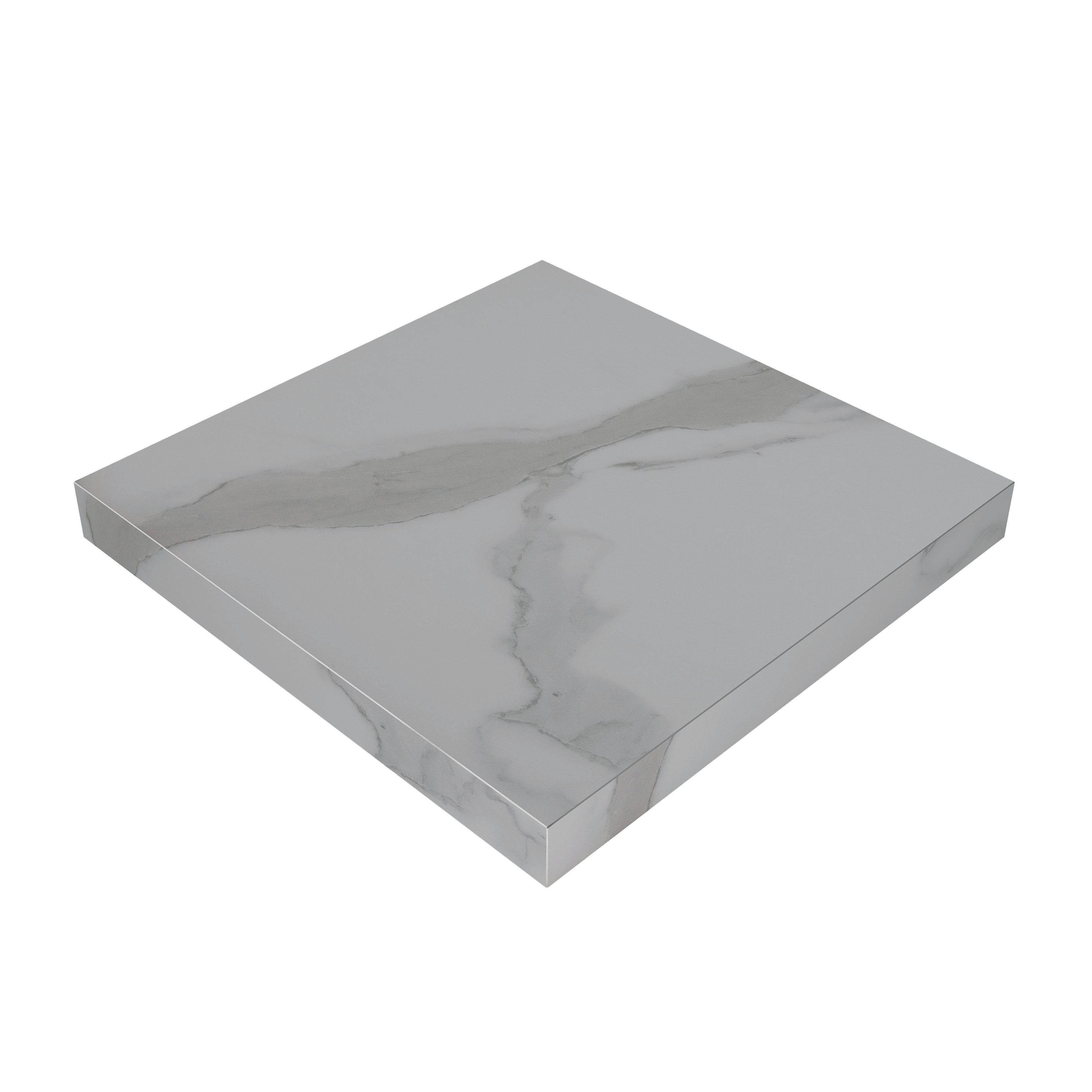 Piano cucina in truciolare rivestito in laminato hpl marmo bianco Marmo Bianco L 304 x P 63 cm, spessore 3.8 cm - 3