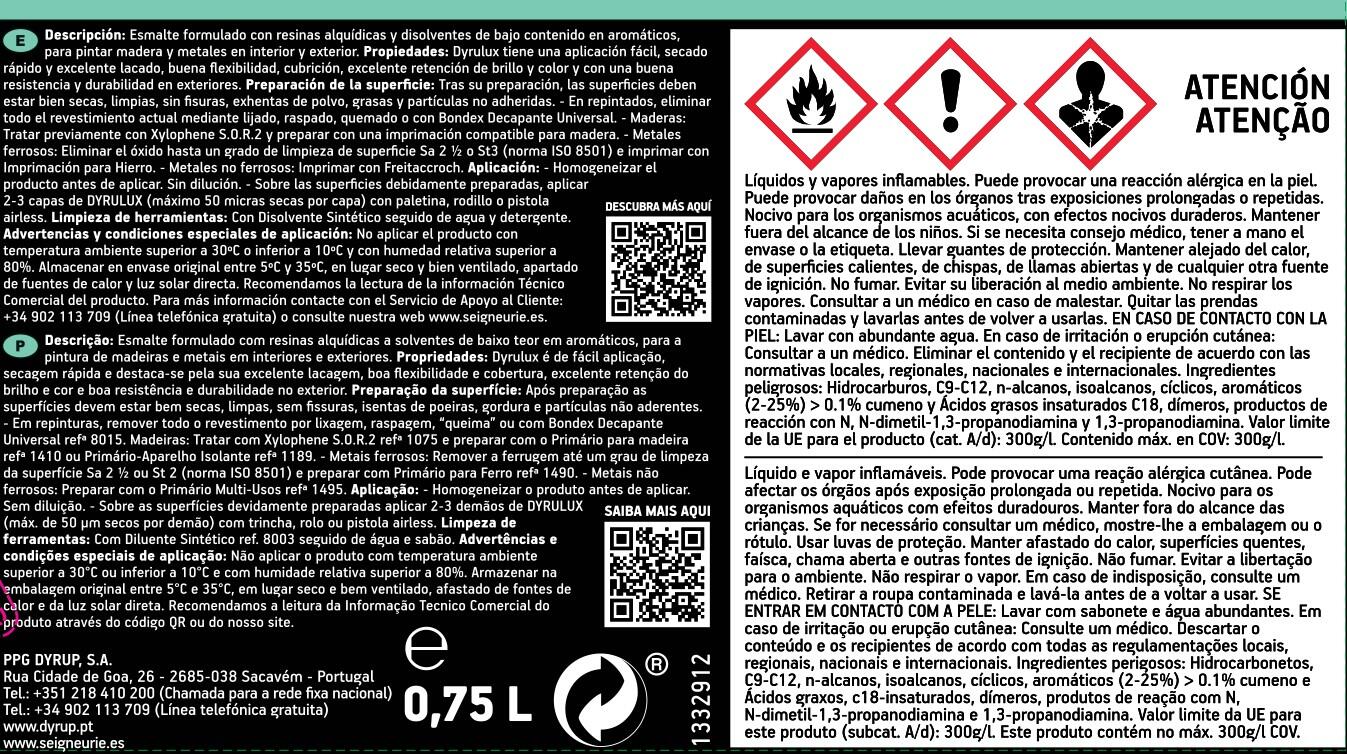 Esmalte sintético para madeira e metal DYRUP 0.75L CREME - 3