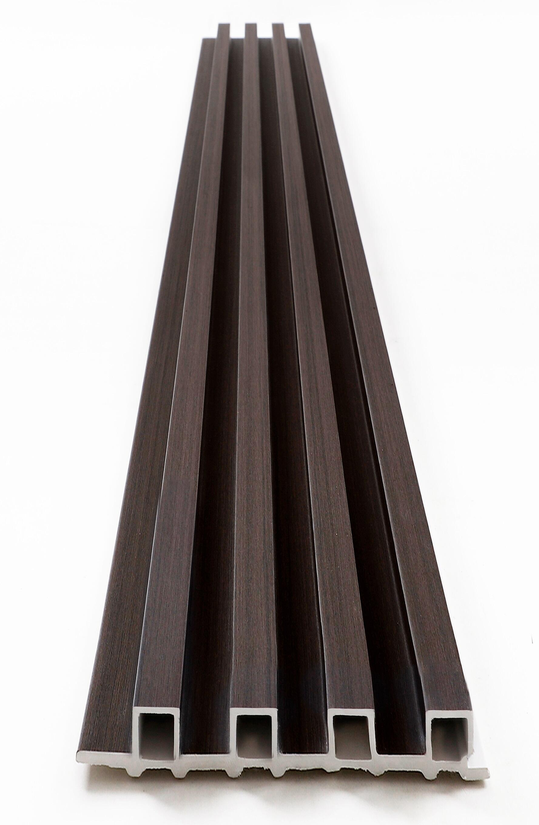 Revestimiento de pared palillería efecto 3D vinílico WPC Forest wengué formato lama 290x16cm - 4