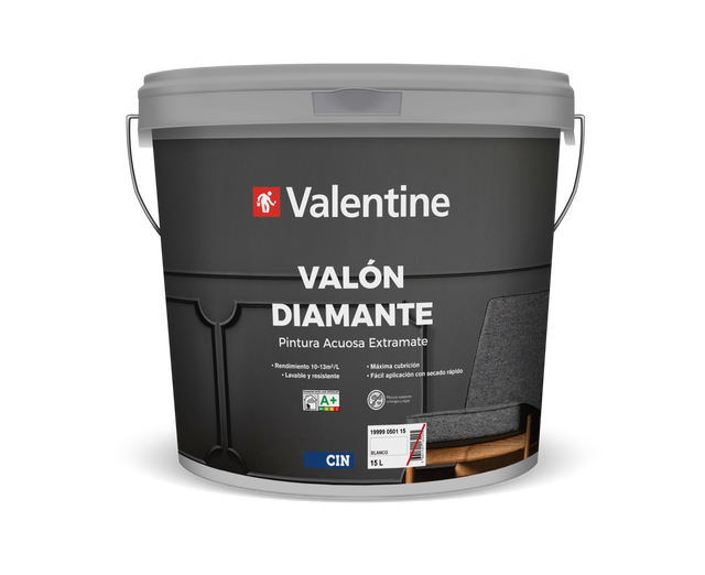 Pintura de interior Diamante Valon VALENTINE color blanco mate profundo 15L para paredes y techos