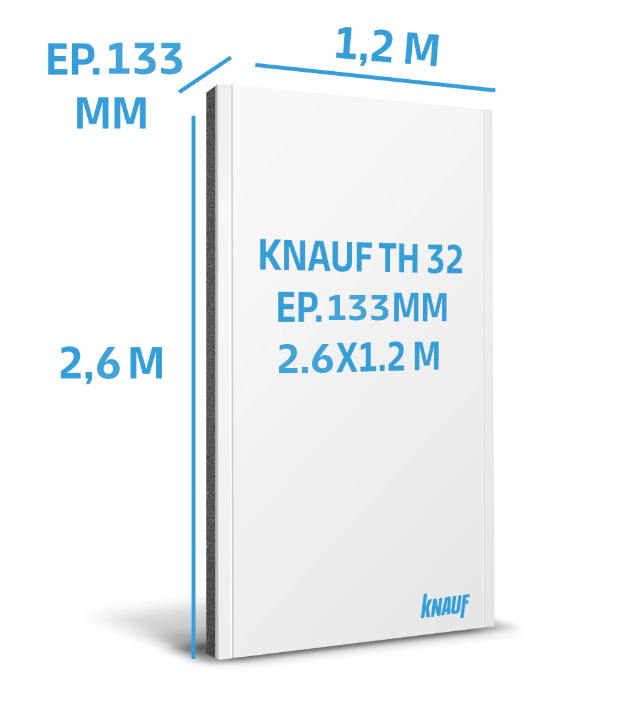Doublage polystyrène expansé KNAUF Th 32, L.2.6 x l.1.2 m Ep133mm - 2