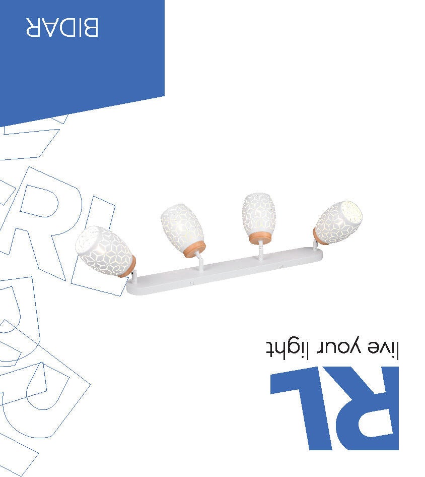 Projetor sem fonte de luzes Bidar 4 luzes IP20 E14 branco 74x27 cm REALITY - 6