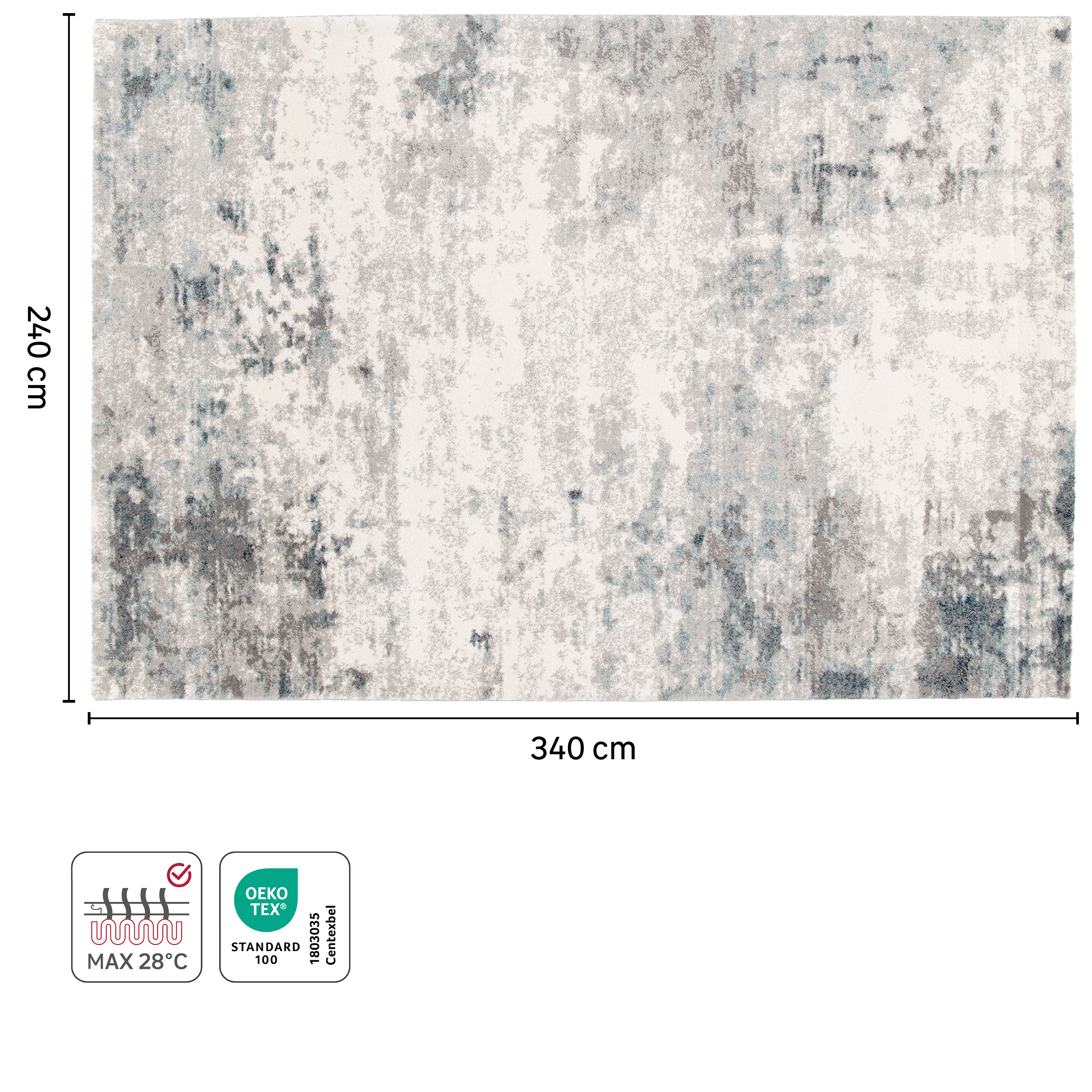 Tapete de interior Teoti 240x340cm cinza Inspire - 5