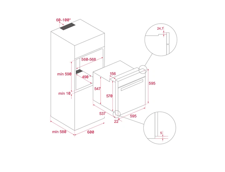 Forno de encastrar elétrico 70 L 63.5 x 65.5 x 65 cm preto Teka HSB 6350 P SS - 4