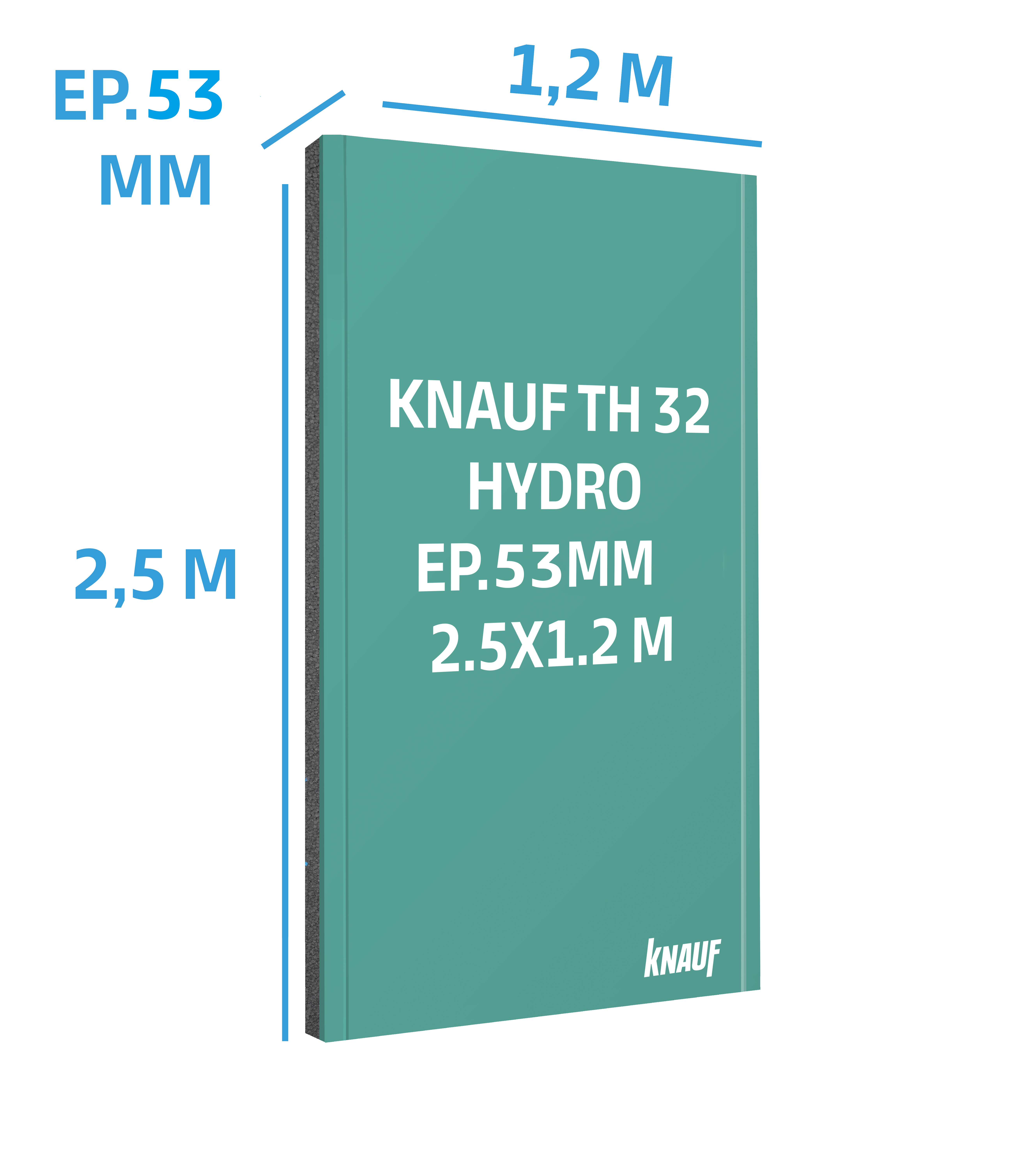 Doublage polystyrène expansé KNAUF Th 32 hydro, L.2.5 x l.1.2 m Ep53mm - 2