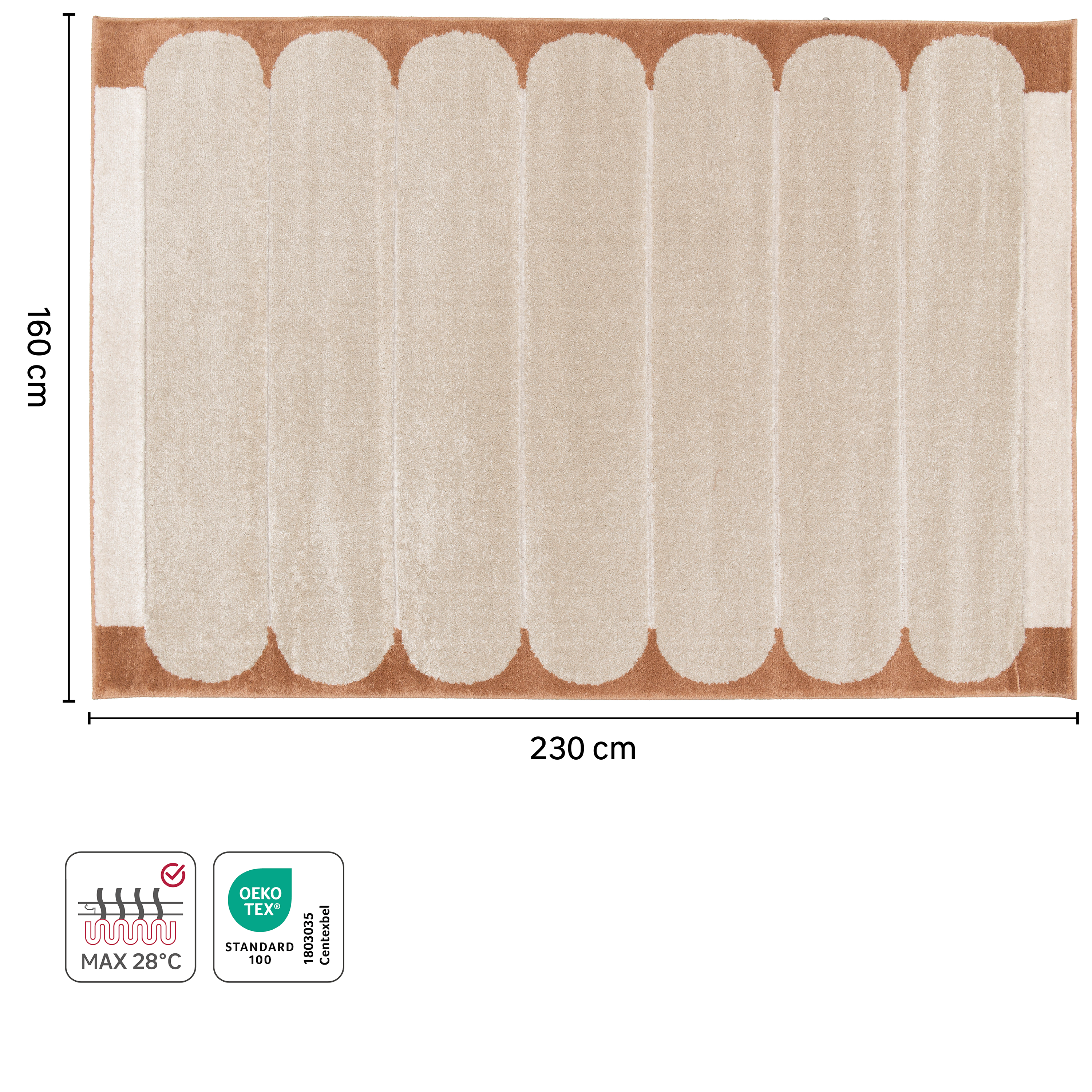 Tapete de interior Claudy 160x230cm bege e castanho Inspire - 4