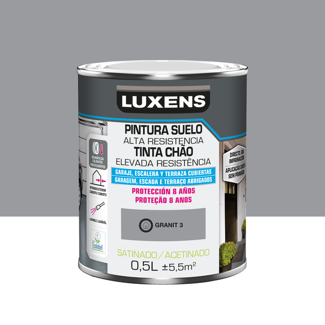Pintura suelo color granit 3 para garajes, terrazas, suelos de hormigón, azulejos LUXENS satinado 500ml base agua