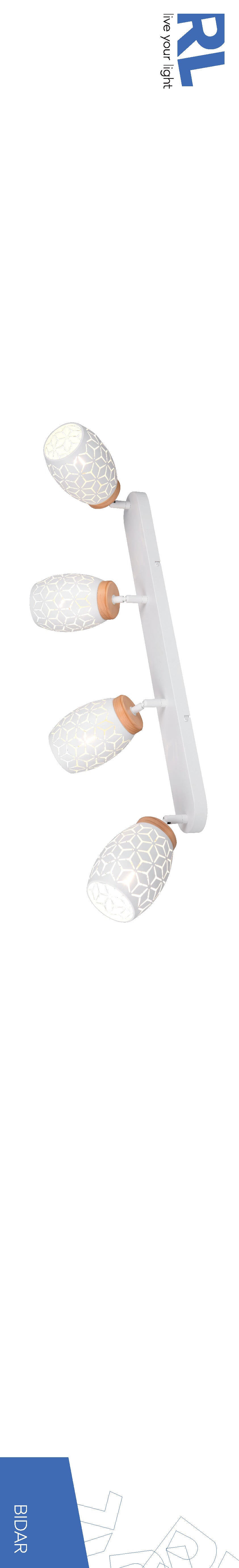 Projetor sem fonte de luzes Bidar 4 luzes IP20 E14 branco 74x27 cm REALITY - 4