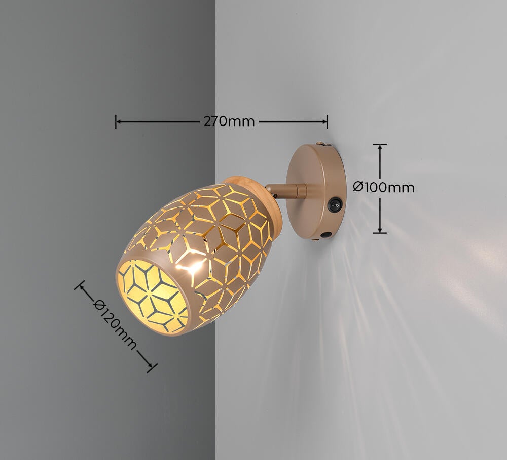 Projetor sem fonte de luz Bidar 1 luz IP20 E14 cobre 12x19 cm REALITY - 4