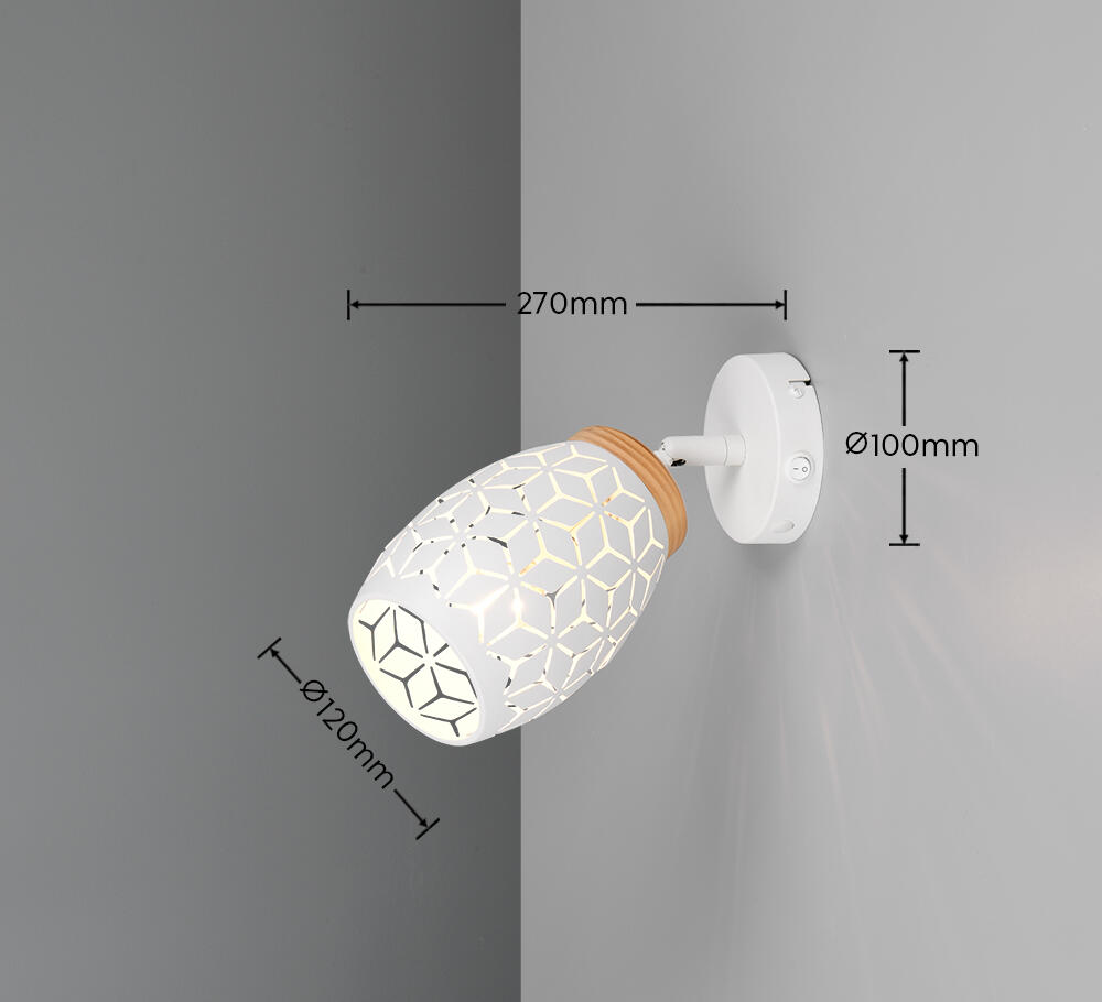 Projetor sem fonte de luz Bidar 1 luz IP20 E14 branco 12x19 cm REALITY - 4