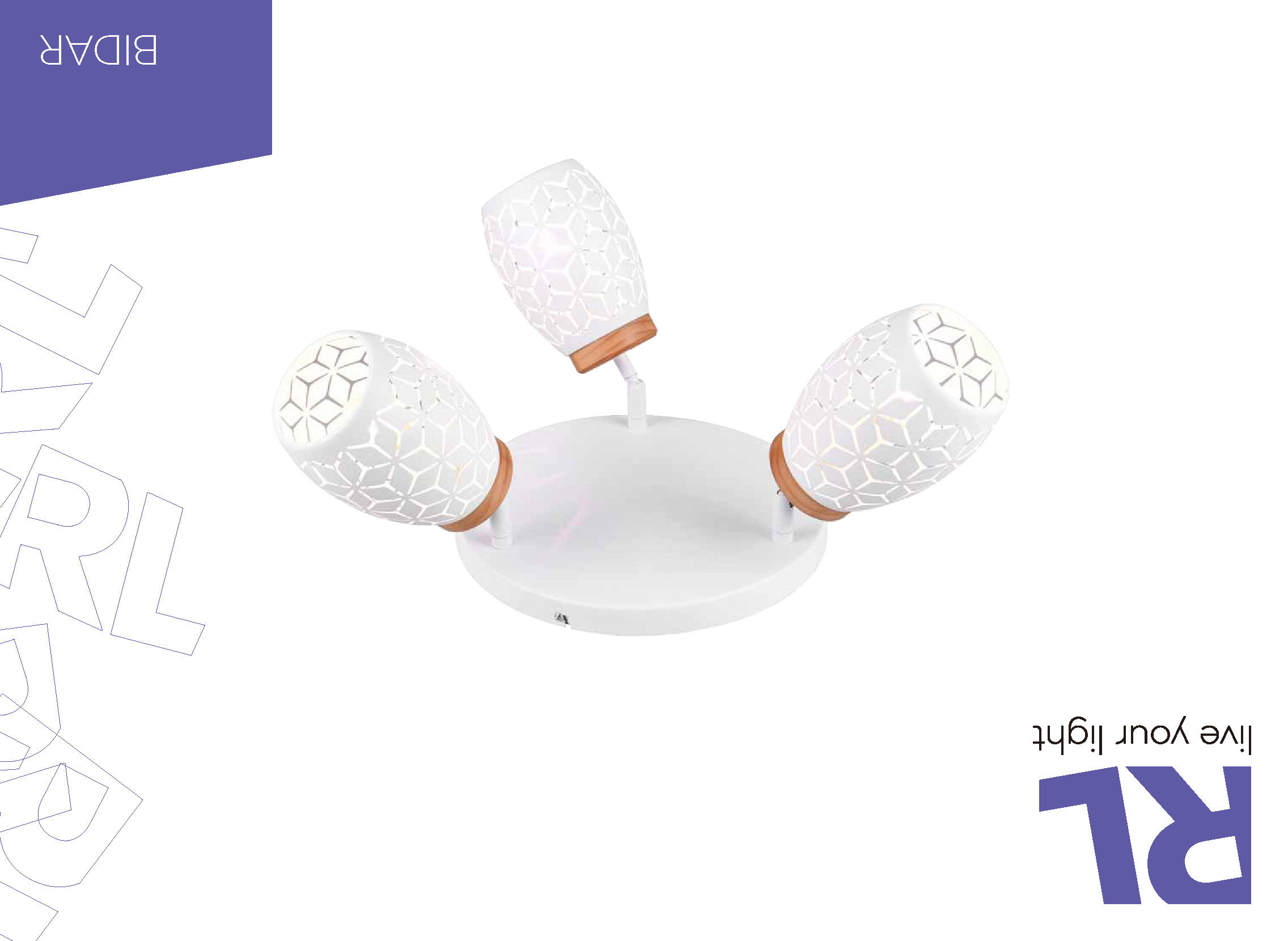 Projetor sem fonte de luzes Bidar 3 luzes IP20 E14 branco 58x27 cm REALITY - 4