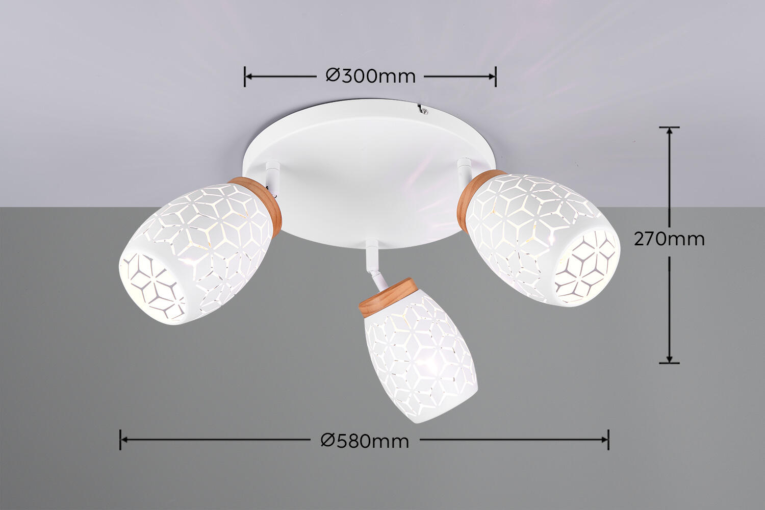 Projetor sem fonte de luzes Bidar 3 luzes IP20 E14 branco 58x27 cm REALITY - 3