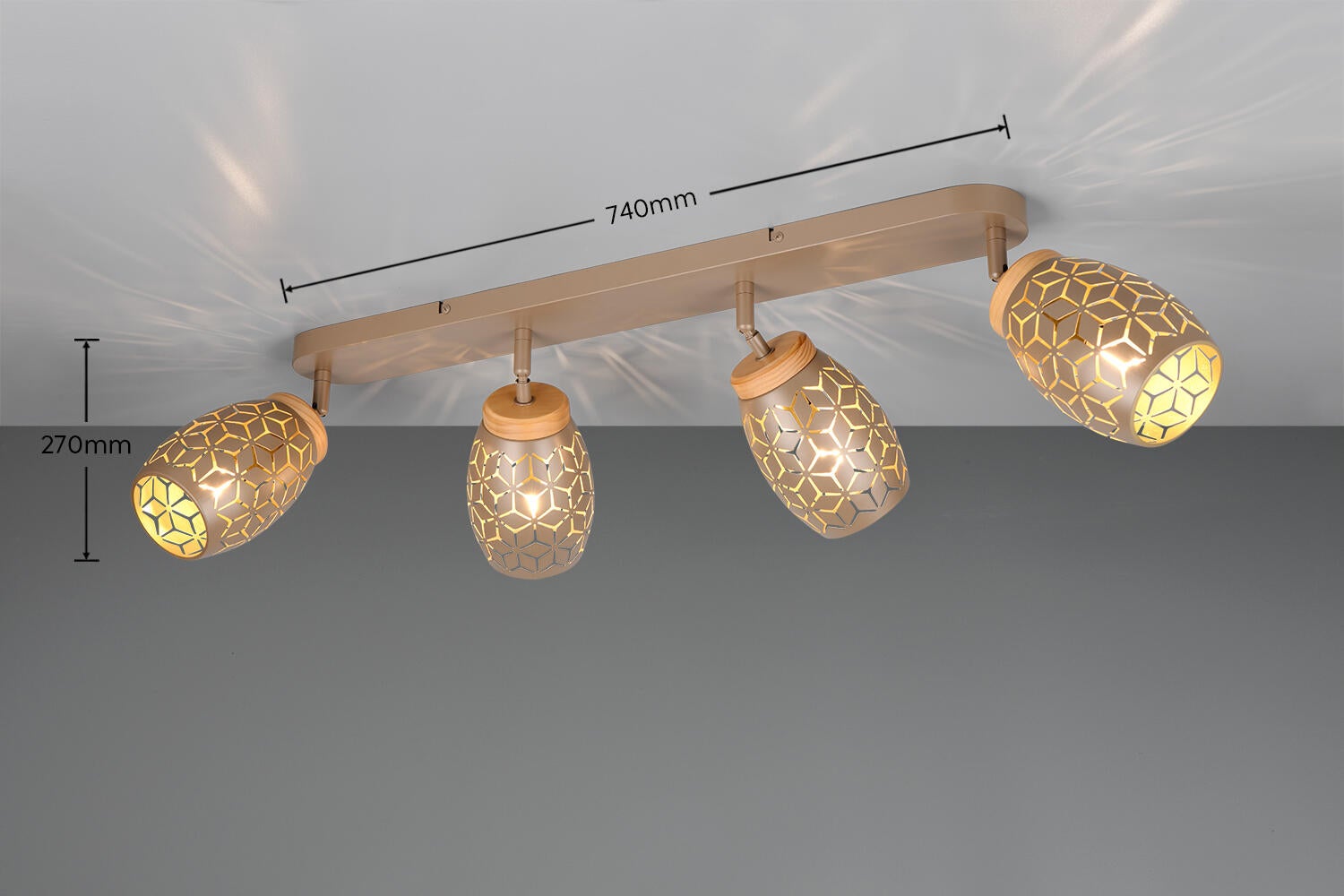 Projetor sem fonte de luzes Bidar 3 luzes IP20 E14 cobre 74x27 cm REALITY - 3