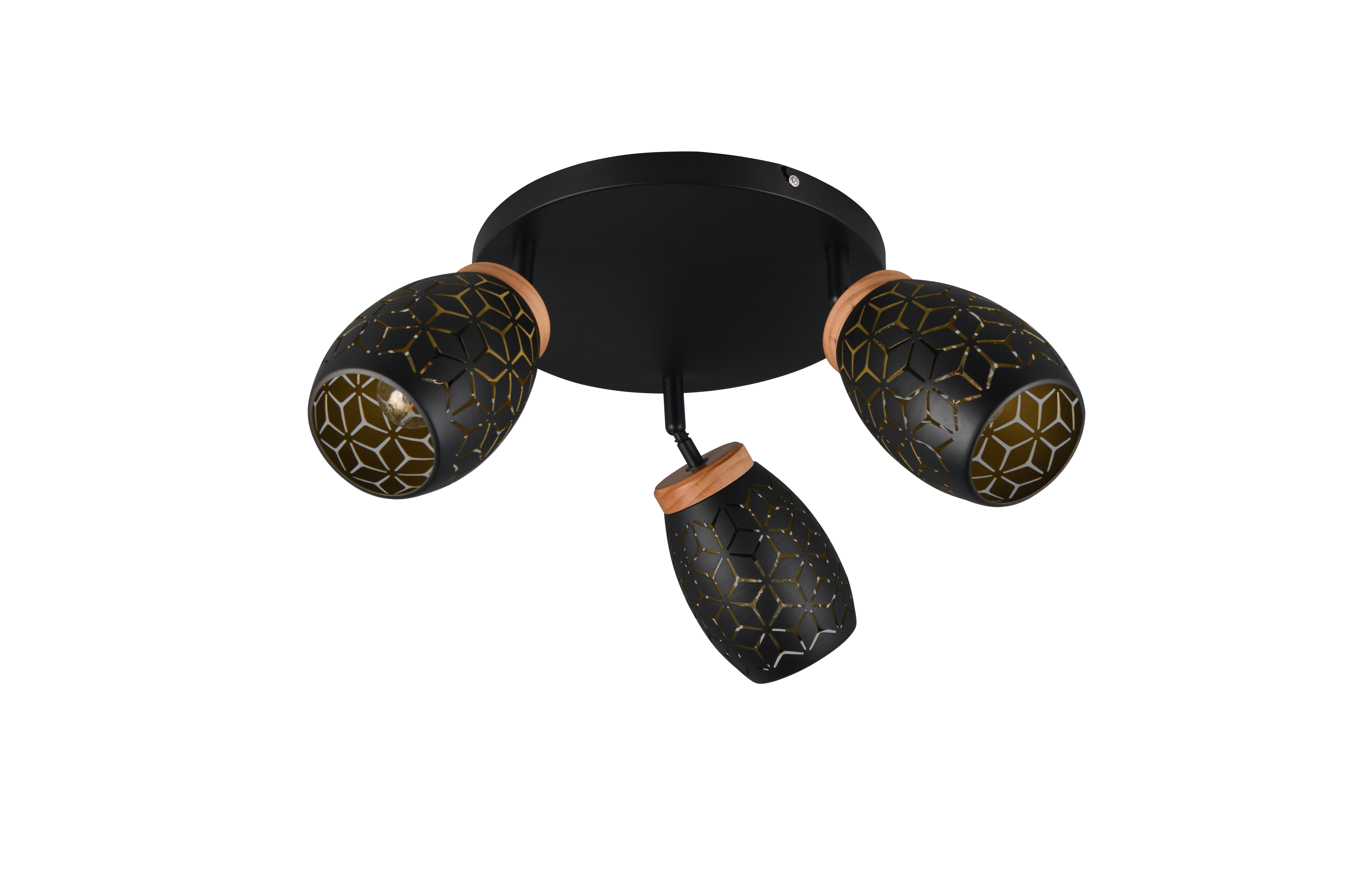 Projetor sem fonte de luzes Bidar 3 luzes IP20 E14 preto 58x27 cm REALITY - 2