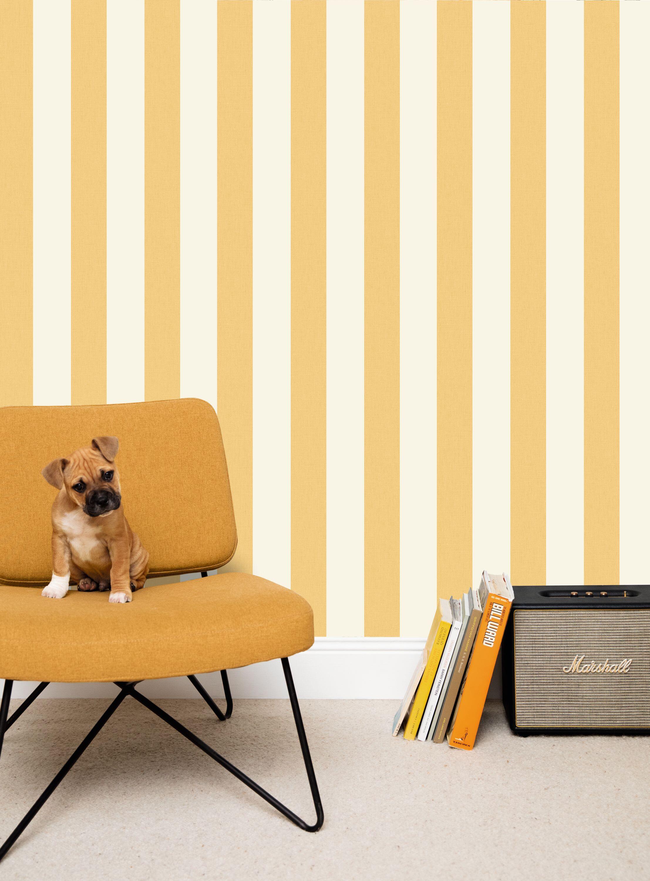 Papier peint intissé Line UP Linen Lines Jaune - 3