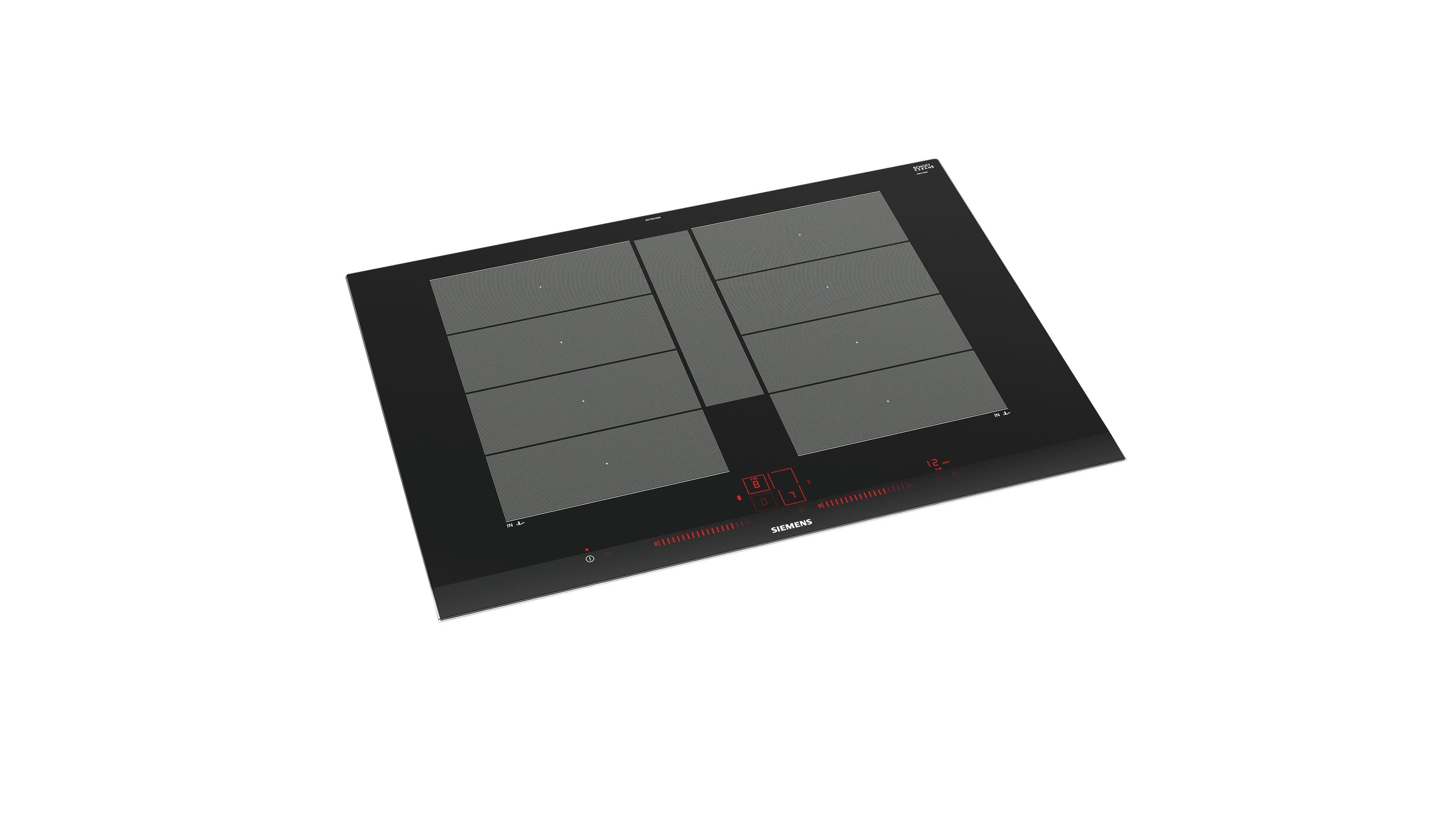 placa de induccion siemens ex775lye4e con 4 zonas de coccion y zona flex 7400 w negro 71cm