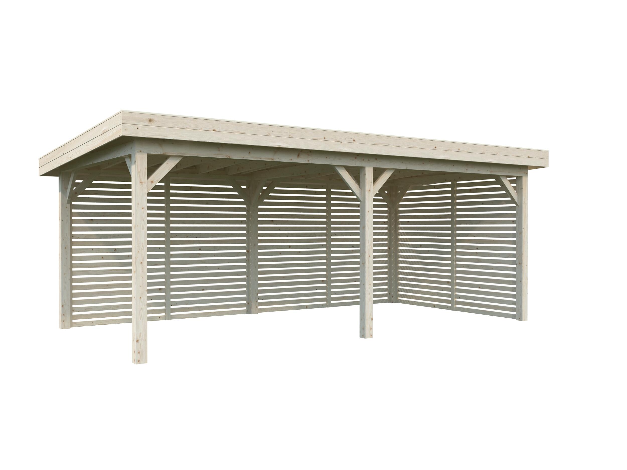 Caseta de madera pabellón lenna 16,6 m2 set 309 de 340x245x628 cm y 21.35 m2 con 28 mm espesor palmako