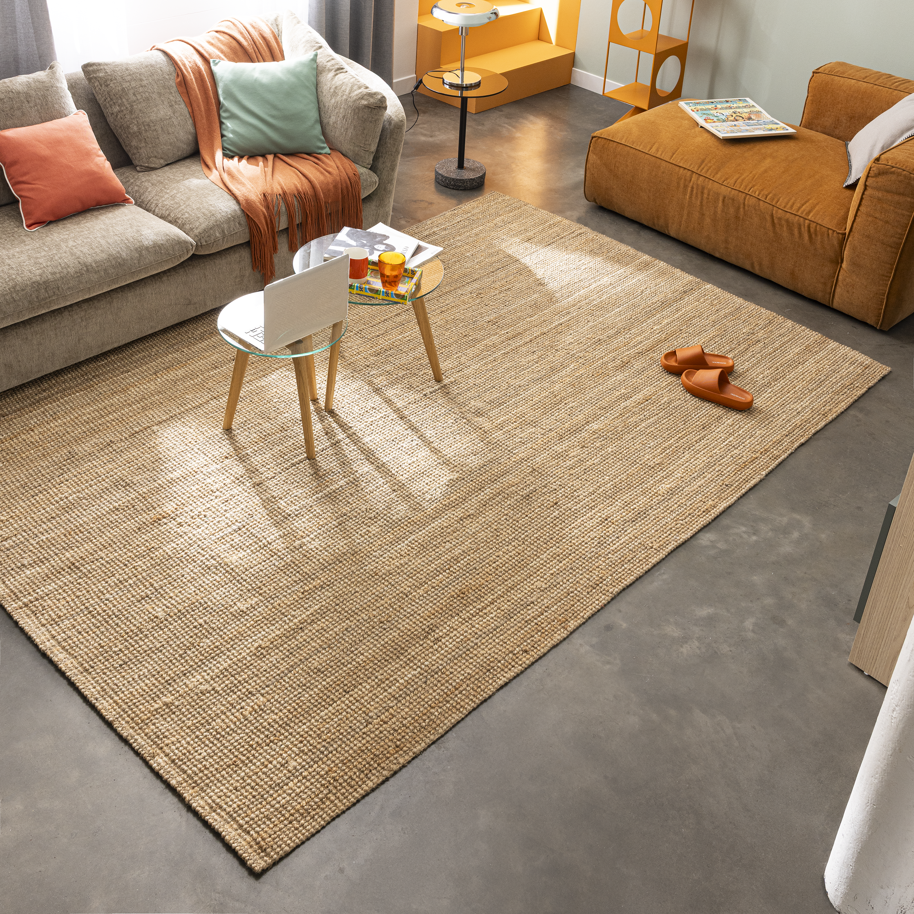 Alfombra yute Jalap 200x290cm tejido plano INSPIRE liso natural - 2