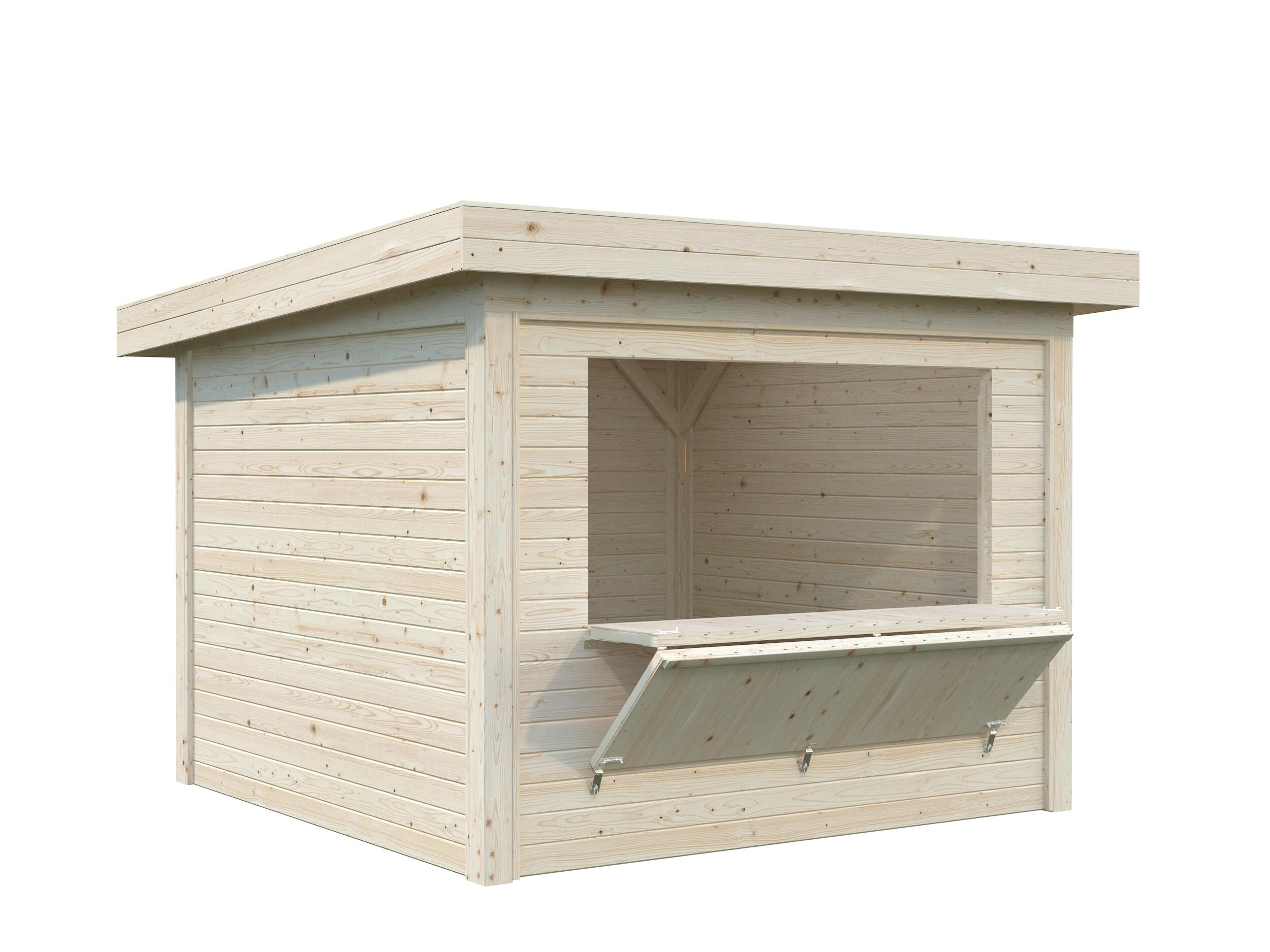 pabellon de madera lenna 83 m2 set 304 de 340x245x340 cm y 1156 m2 con 28 mm espesor y puerta palmako