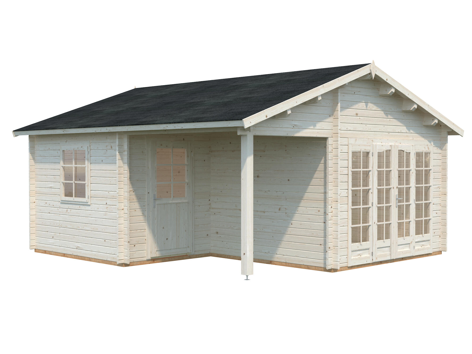 Caseta de madera CASETA IRENE 21,9+5,2 M2 de 602x321x566 cm y 34.07 m2 con 44 mm espesor y doble puerta PALMAKO - 4