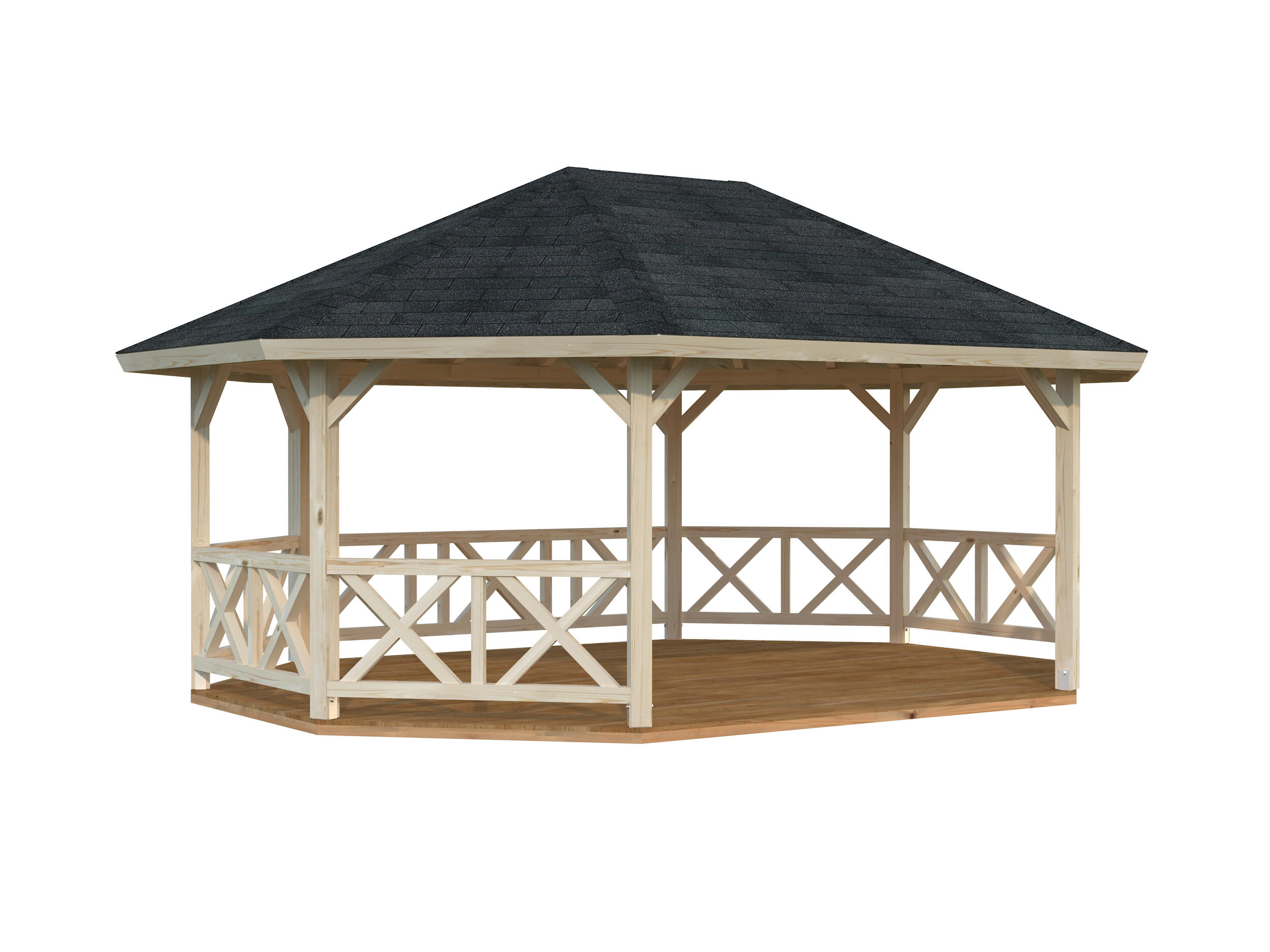 Kiosko de jardin de madera pabellón betty de 551x362x615 cm y 33.89 m2 con 120 mm espesor palmako