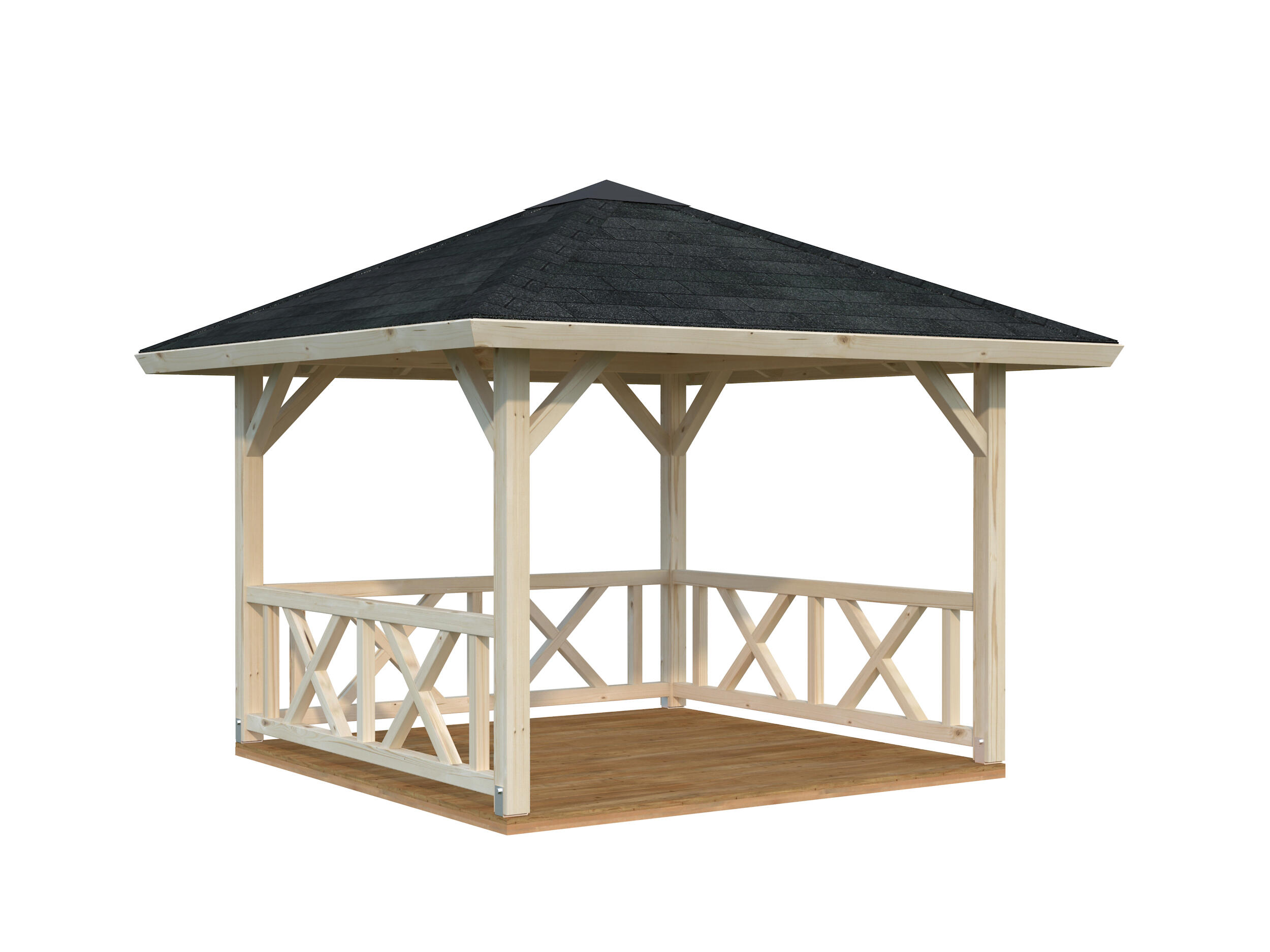 kiosco de jardin de madera pabellon betty de 385x323x385 cm y 1482 m2 con 120 mm espesor palmako