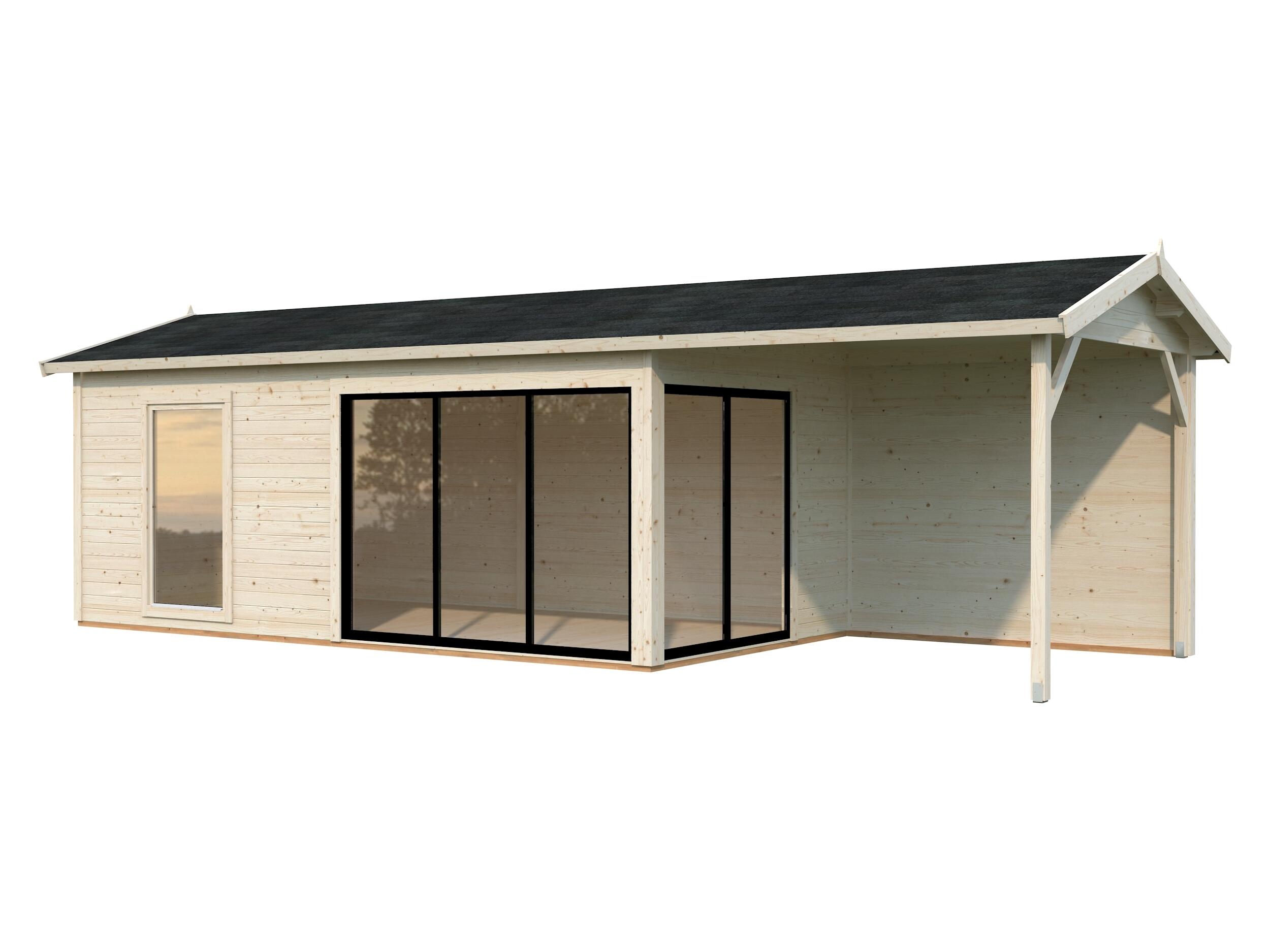 Caseta de madera AMANDA 17,1+7,8 M2 SLIDE PLUS de 340x280x917 cm y 31.18 m2 con 44 mm espesor y doble puerta PALMAKO - 4