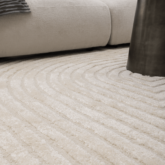 Alfombra 3D de color beige intenso con efecto arcoíris