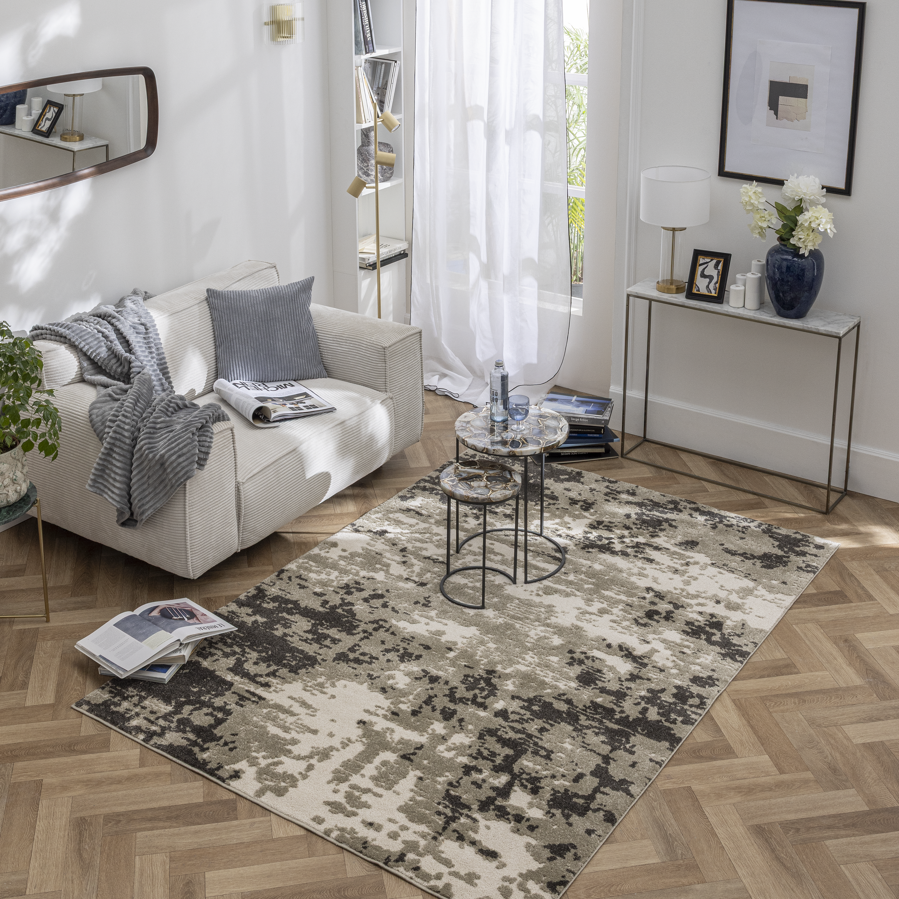 Tapete de interior Tikal 160x230cm branco e cinza Inspire - 3