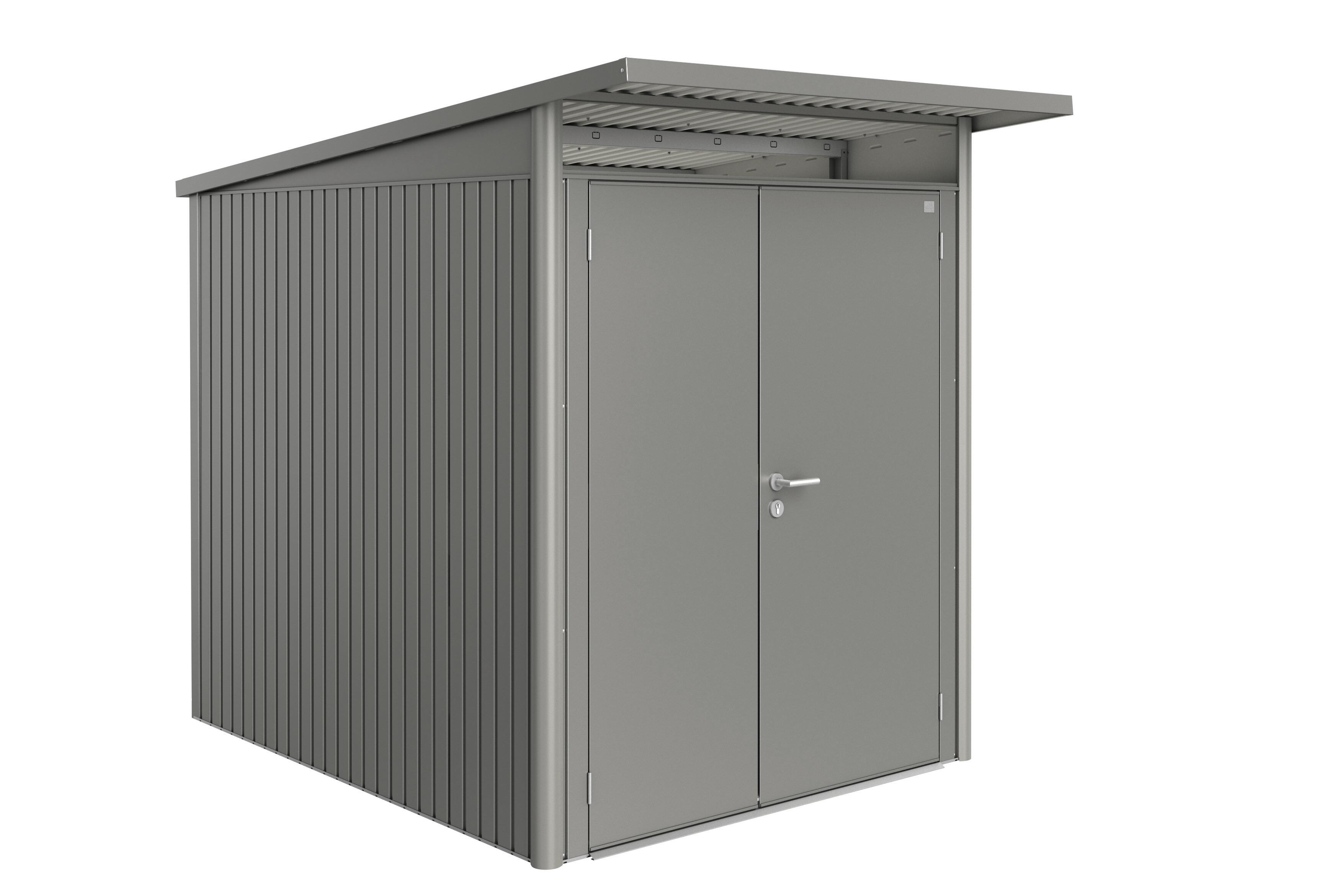 caseta de metal avantgarde a2 de 180x218x260 cm y 468 m2 con 05 mm espesor y doble puerta abatible biohort