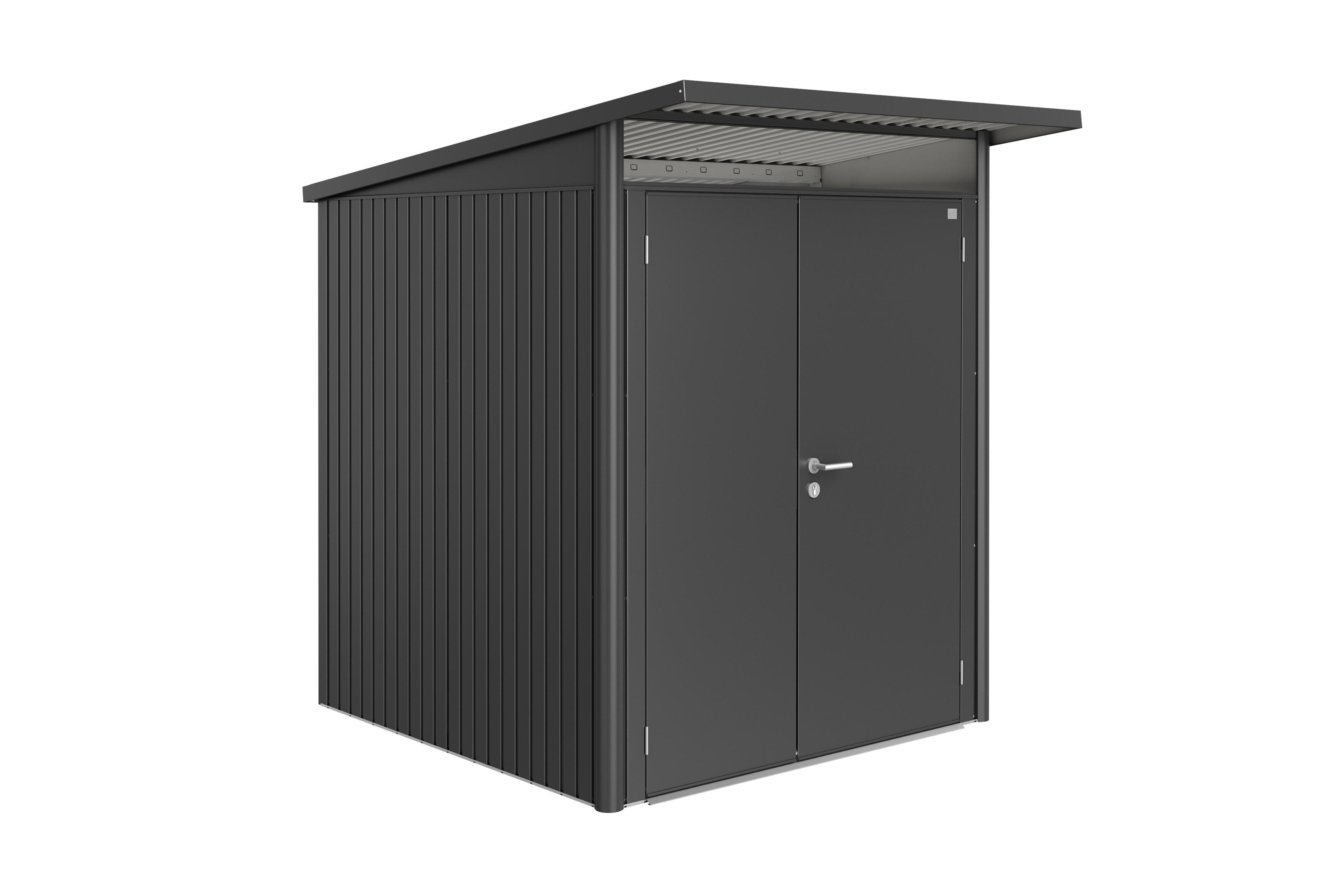 caseta de metal avantgarde de 180x218x220 cm y 396 m2 con 05 mm espesor y doble puerta abatible biohort