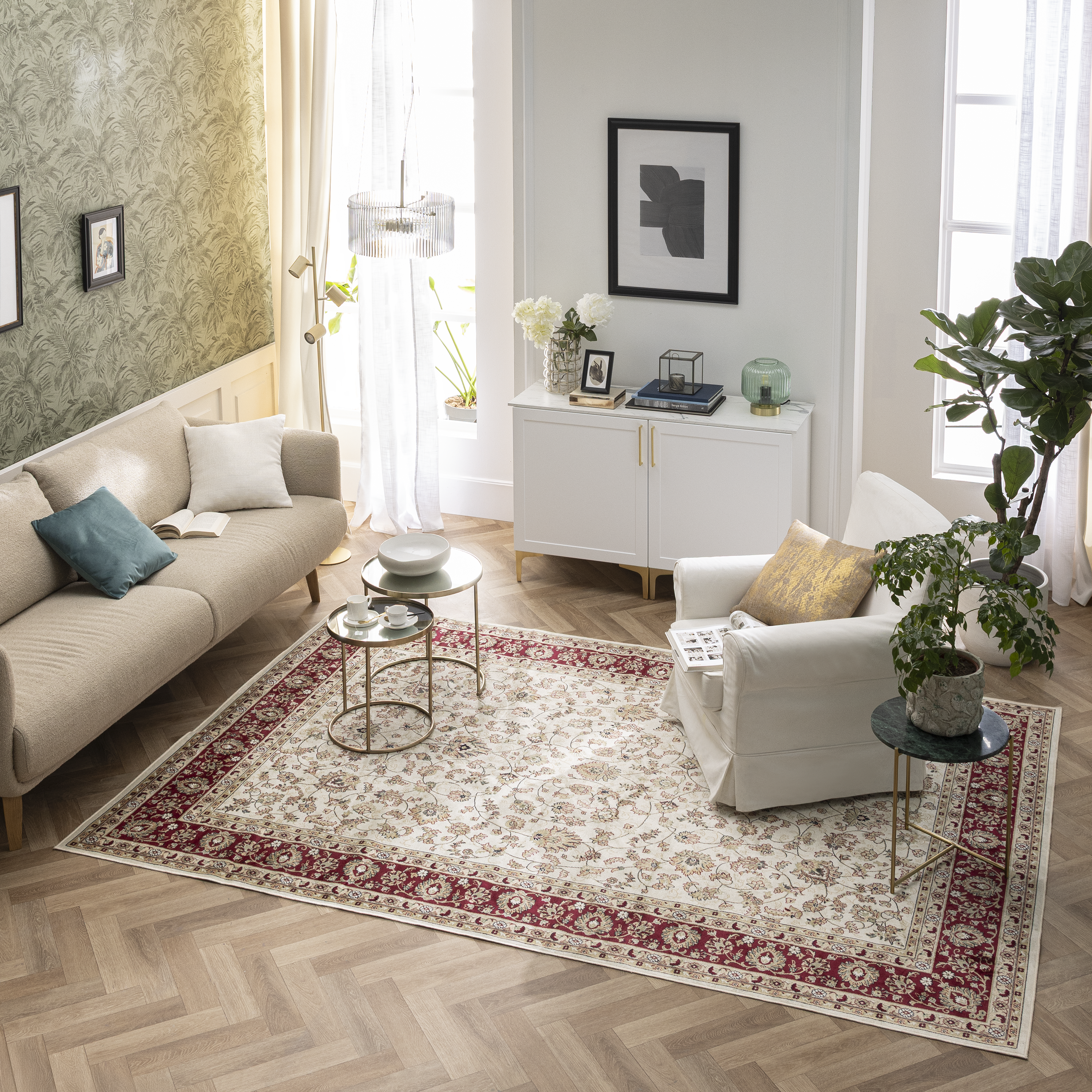 Tapete de interior Jasmin Verone 160x230cm vermelho e bege Inspire - 2