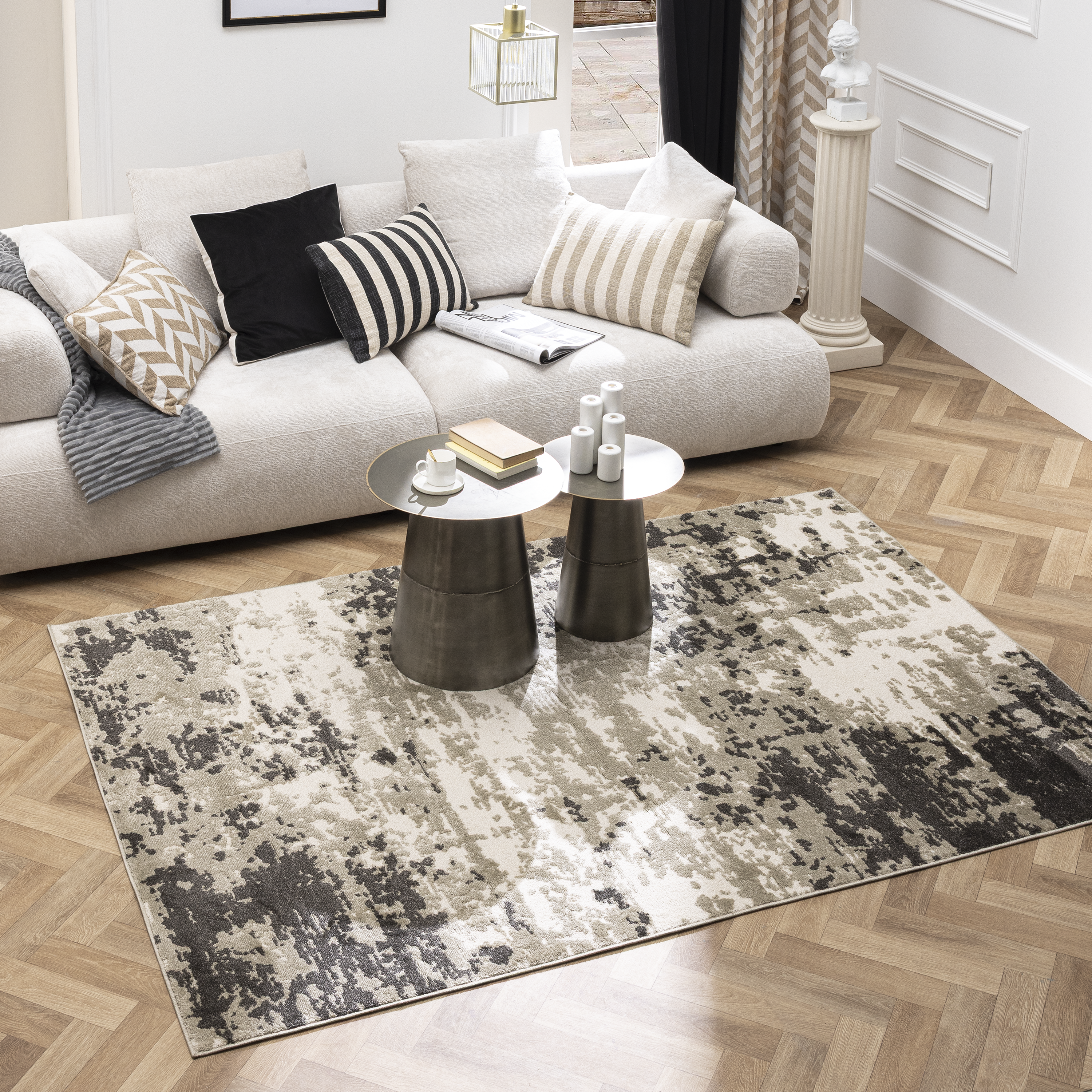 Tapete de interior Tikal 160x230cm branco e cinza Inspire - 2