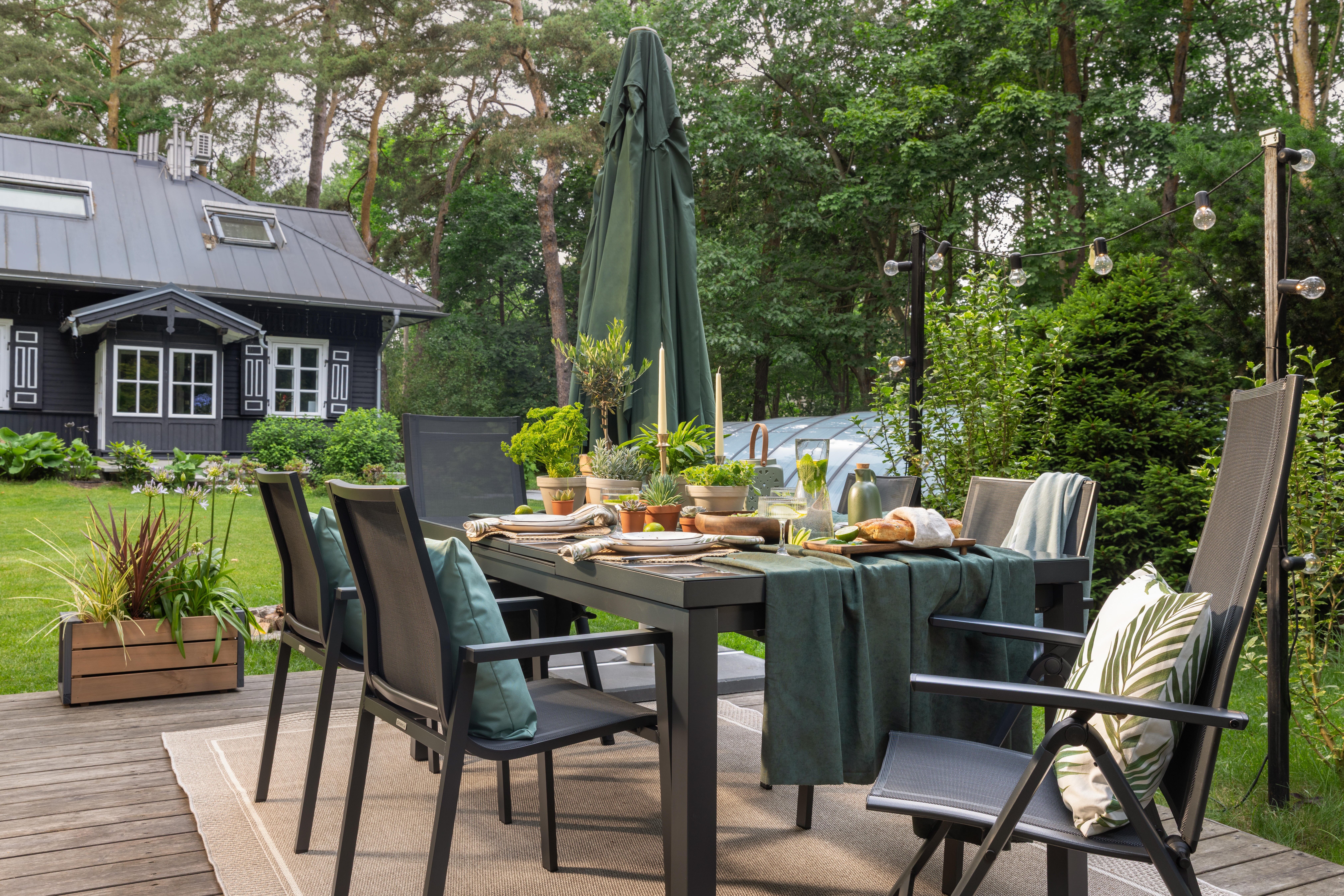 Stół ogrodowy rozkładany Sanibel 180/240x100 cm aluminiowy szary - 5