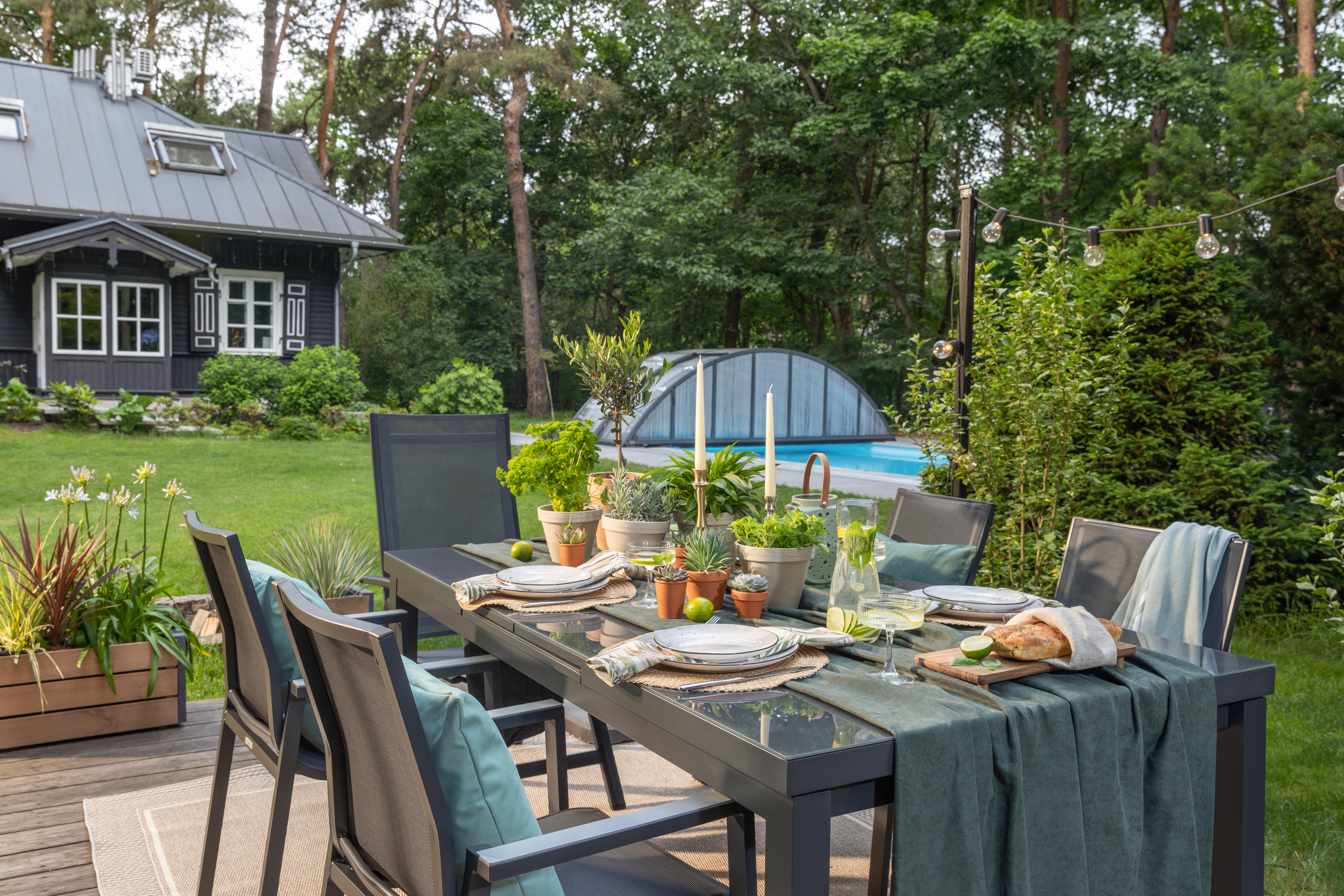 Stół ogrodowy rozkładany Sanibel 180/240x100 cm aluminiowy szary - 4