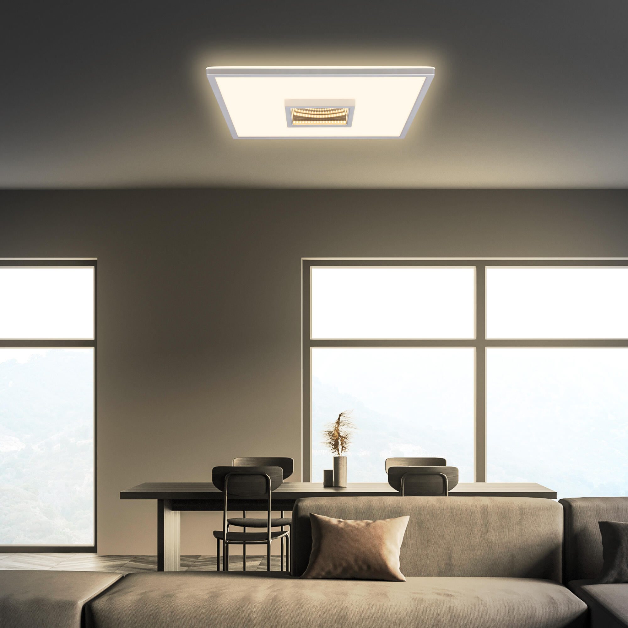 Plafón led de interior cuadrado gris3000 lm blanco cálido 42 cm