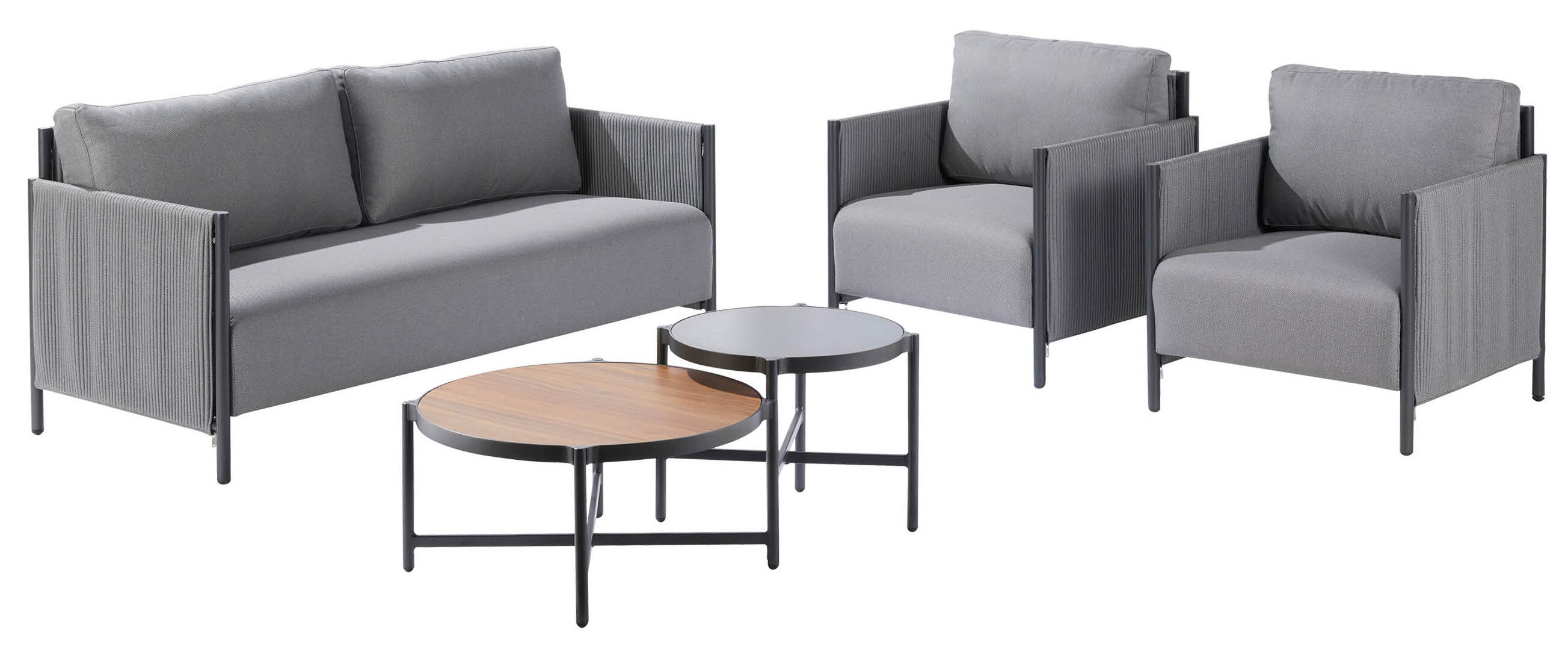 Set de porche naterial iros de aluminio gris para 4 personas